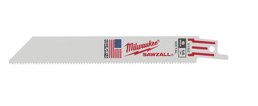 Milwaukee 48-00-5182 Super Sawzall Blade - 14 TPI, 6-Inch Length, 5-Pack - Ideal for Demolition, Metal Cutting & Woodworking Projects