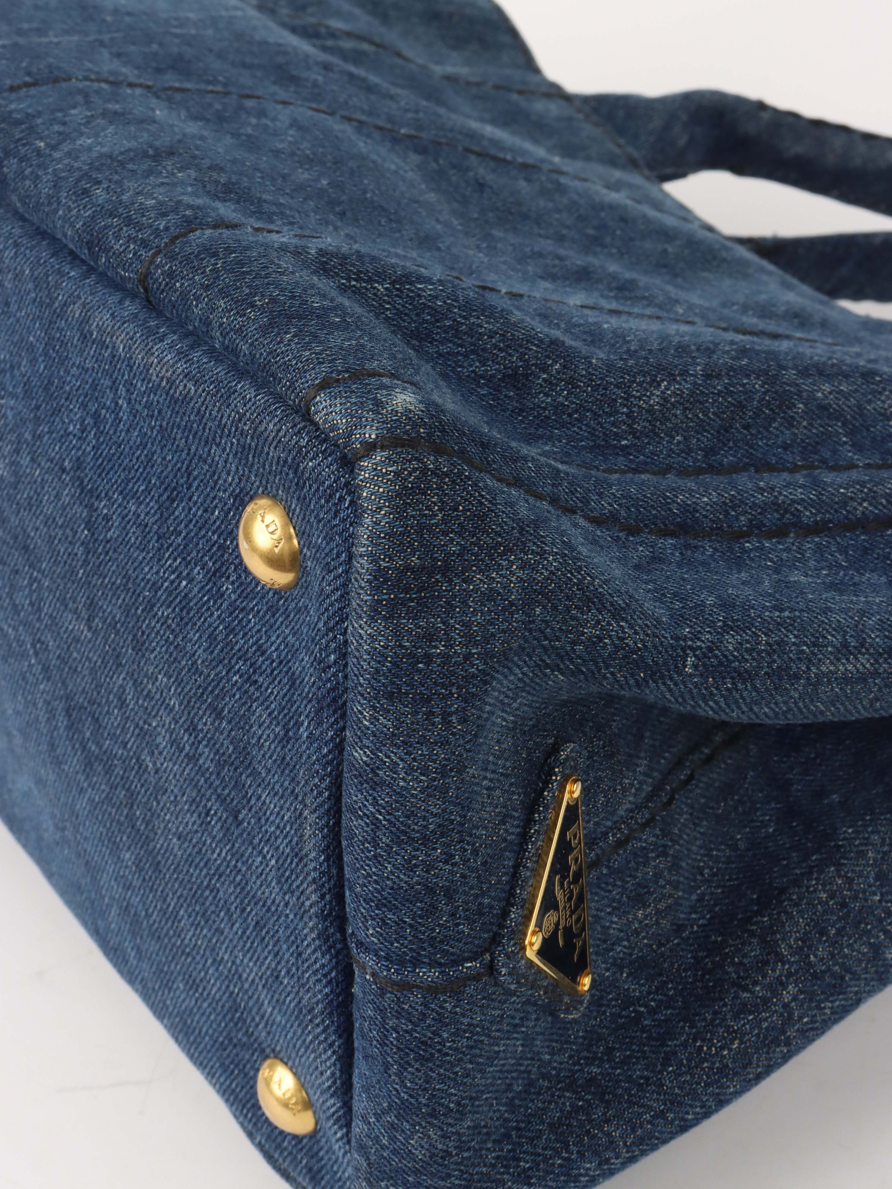 Prada Small Canapa Denim Tote Bag - Stylish Designer Handbag for Women | Perfect for Work, Travel & Everyday Use