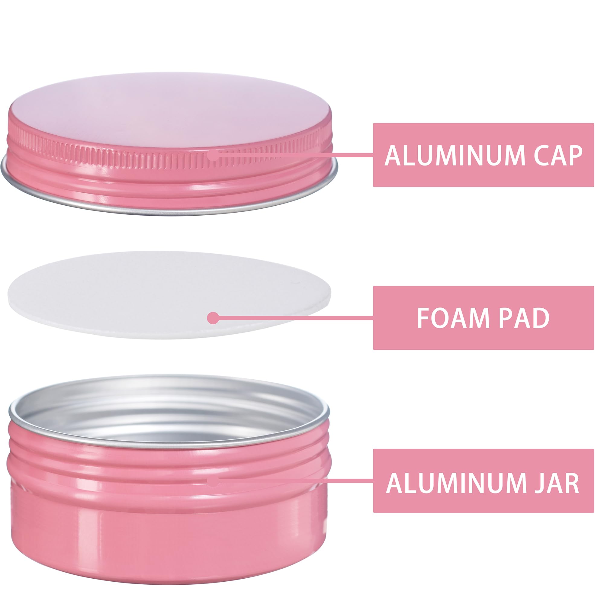 24 Pack 3oz Screw Top Aluminum Tin Jars with Lids & Blank Labels - 90ml Refillable Metal Containers for Lip Balm, Candle Making, DIY Salves, Spice Storage & Craft Supplies (Pink) | Perfect for Homemade Cosmetics, Travel Essentials & Small Item Organization