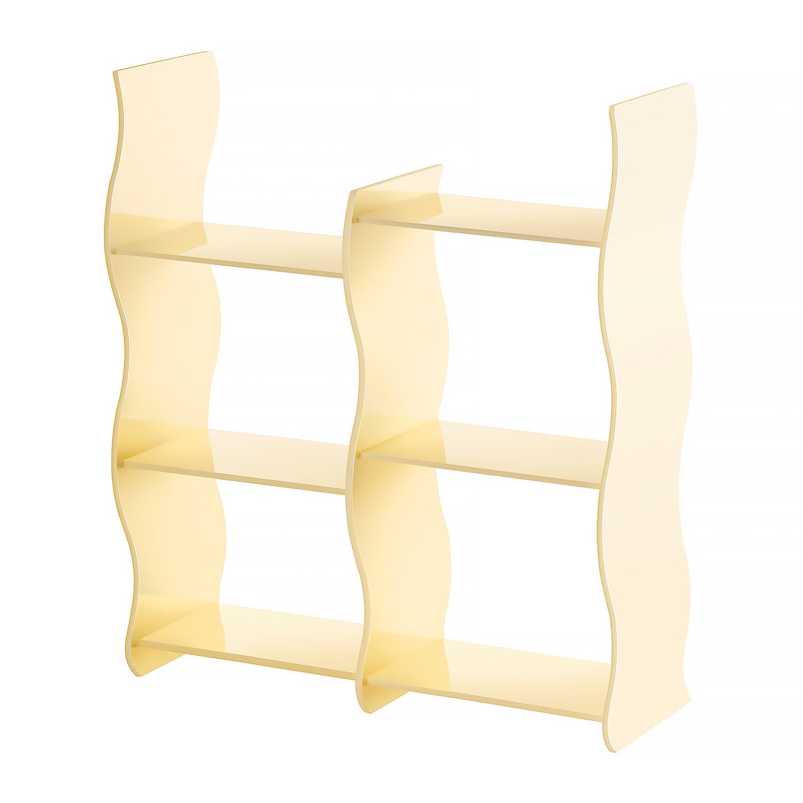 Ventray Wave Shape Acrylic Countertop Organizer - Beige Makeup Brush Holder & Desk Storage for Bathroom, Vanity, or Office Organization