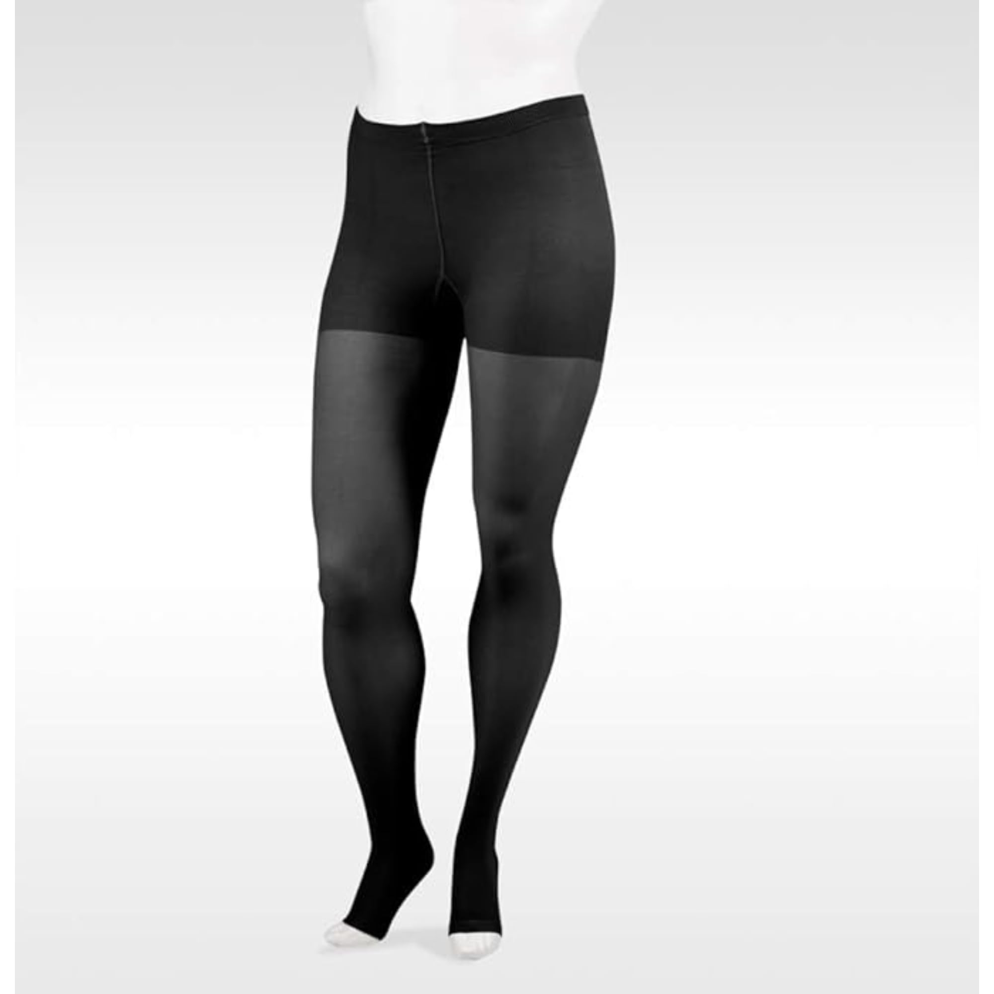 Juzo Soft 2001 Open Toe Compression Pantyhose 20-30mmHg - Black, Size 4 (Regular) - Medical Support Stockings for Varicose Veins & Swelling Relief