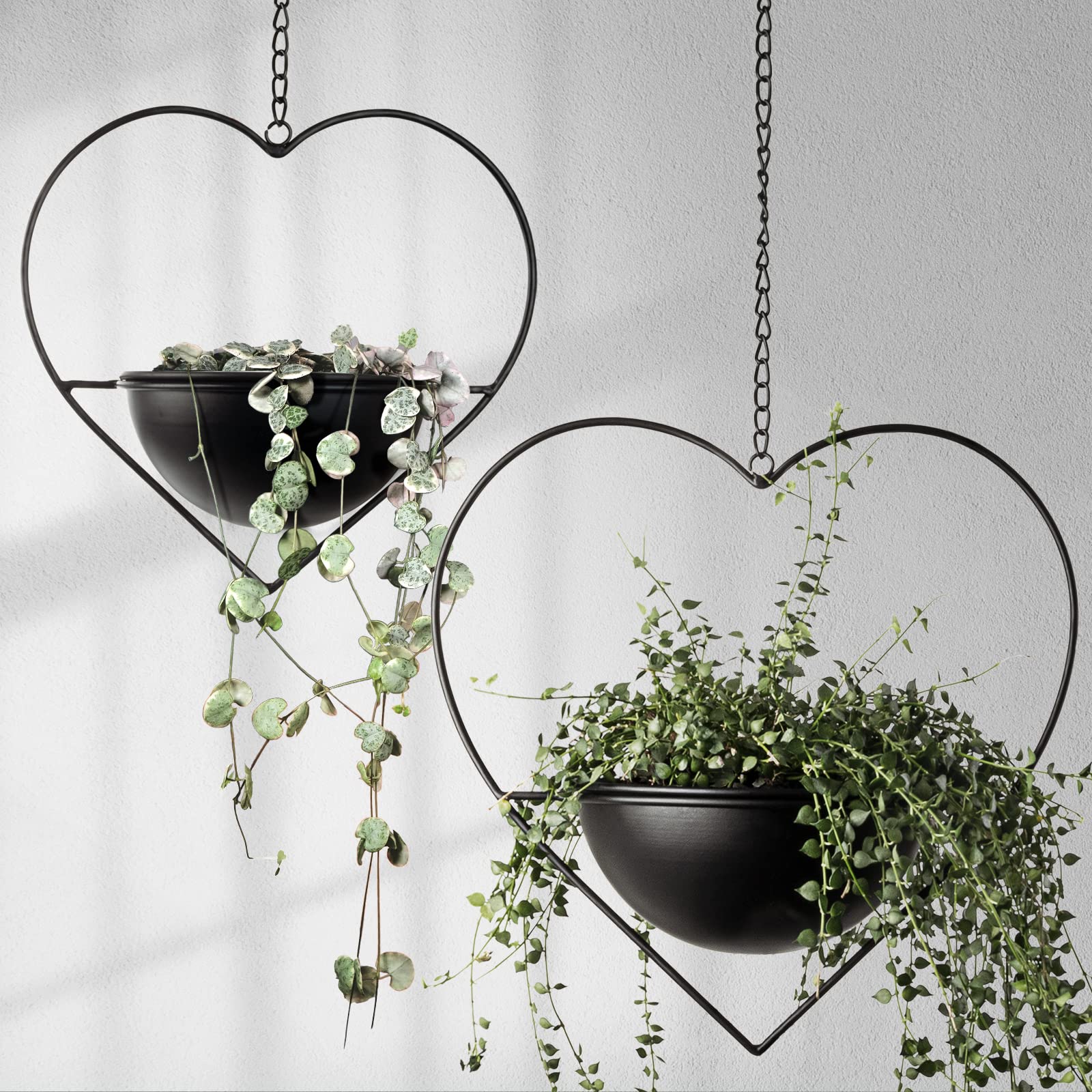 Boho Heart Shaped Hanging Plant Holder - 2 Pack with 6