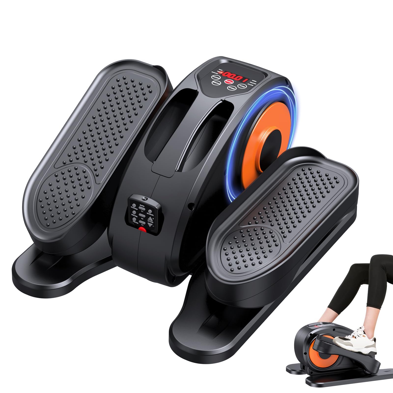 Under Desk Elliptical Machine - Quiet Electric Pedal Exerciser with LCD Display, Remote Control & 12 Speed Levels | Compact Seated Leg Workout Equipment for Home Office, Rehabilitation & Low-Impact Exercise