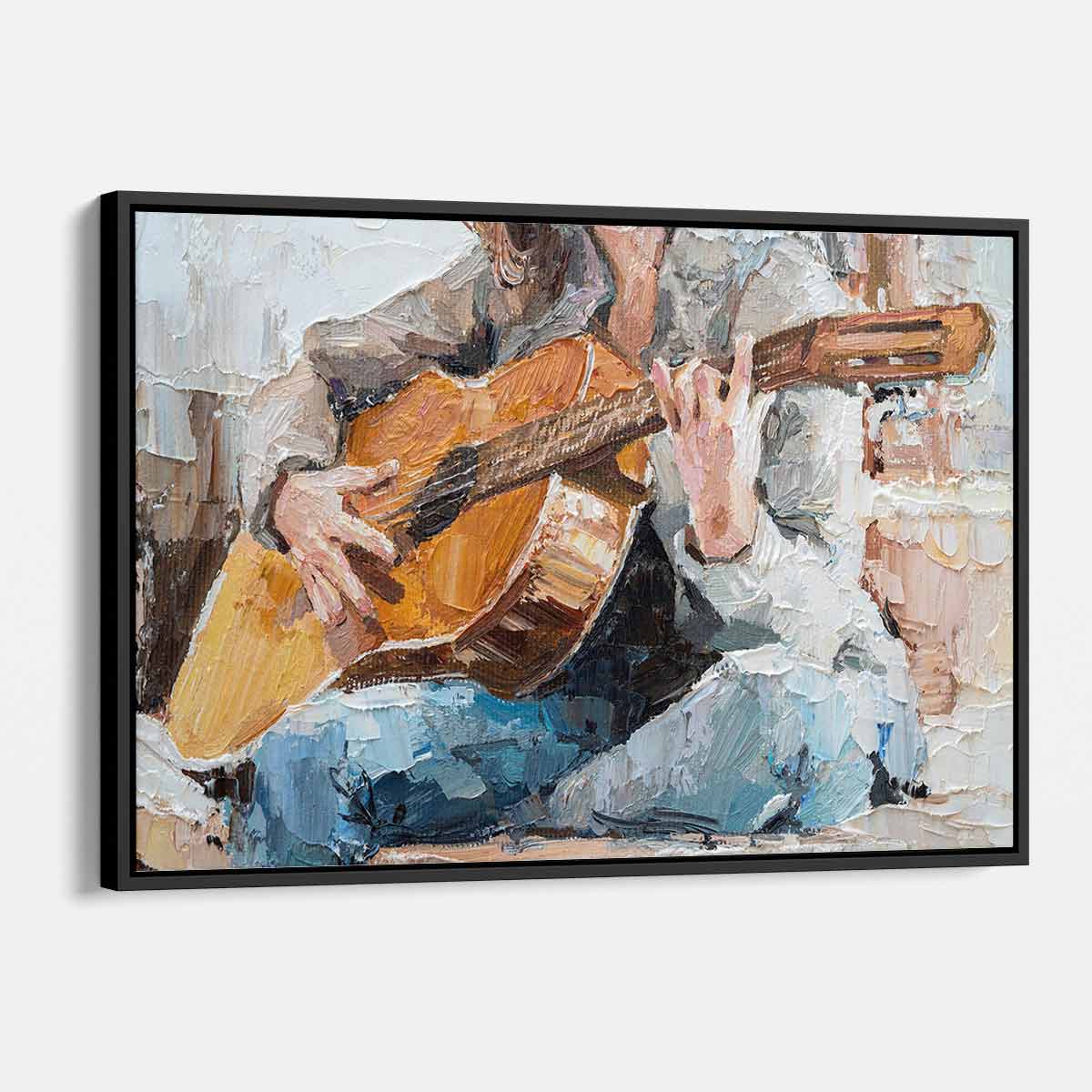 White Girl Playing Guitar Wall Art Canvas Print - Modern Home Decor for Living Room, Bedroom & Office - Perfect Gift for Music Lovers