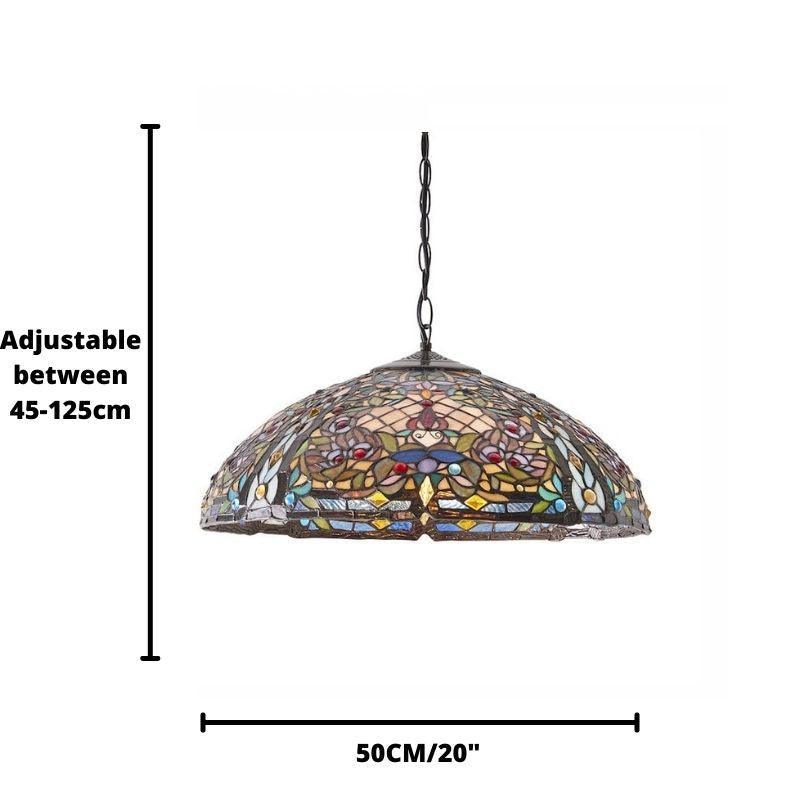 Elegant Anderson Tiffany Ceiling Light Fixture - Single Bulb Hanging Lamp for Dining Room, Bedroom & Living Room Decor