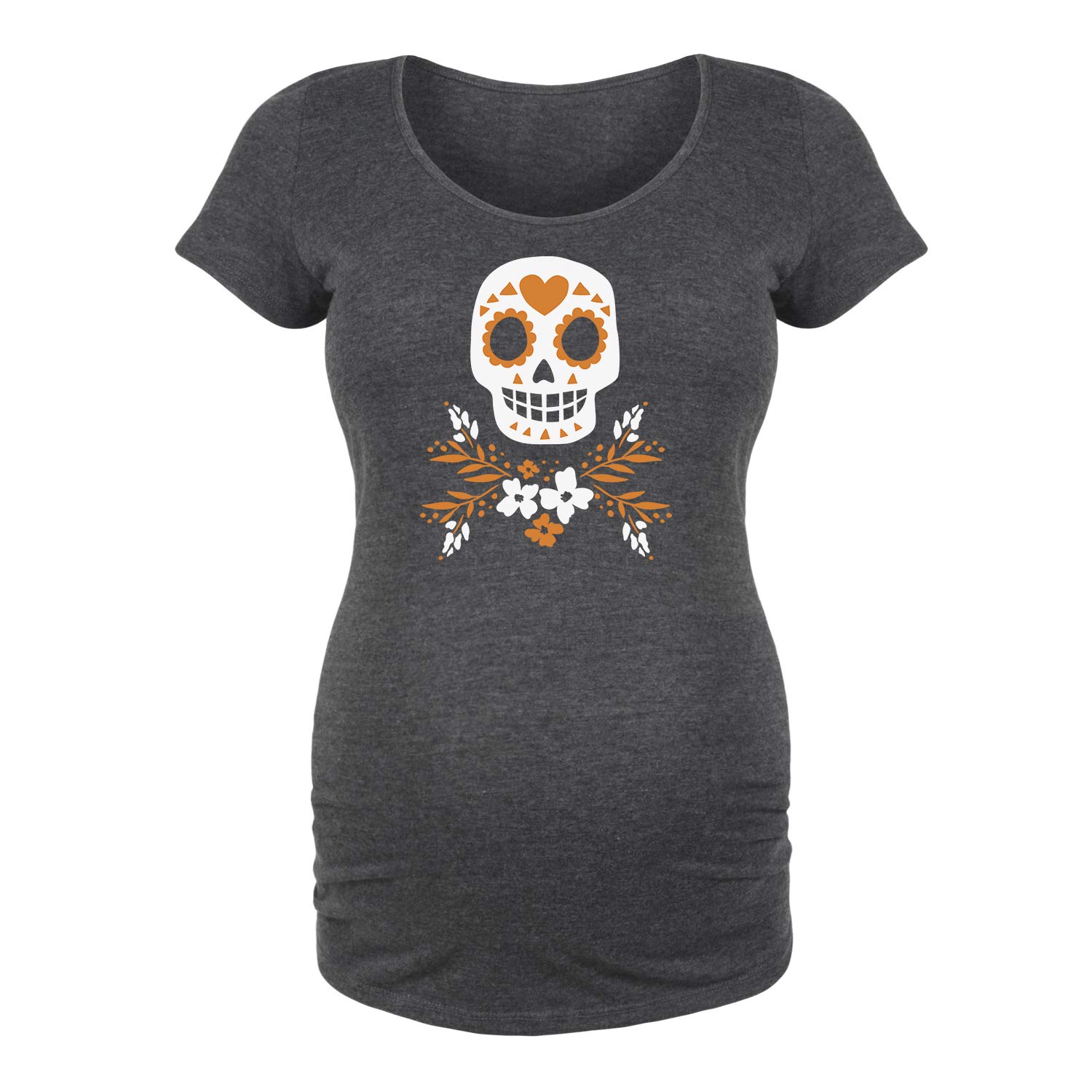 Bloom Maternity Folk Skull Print Maternity Scoop Neck T-Shirt - Comfortable Pregnancy Tee for Casual Wear & Maternity Photos