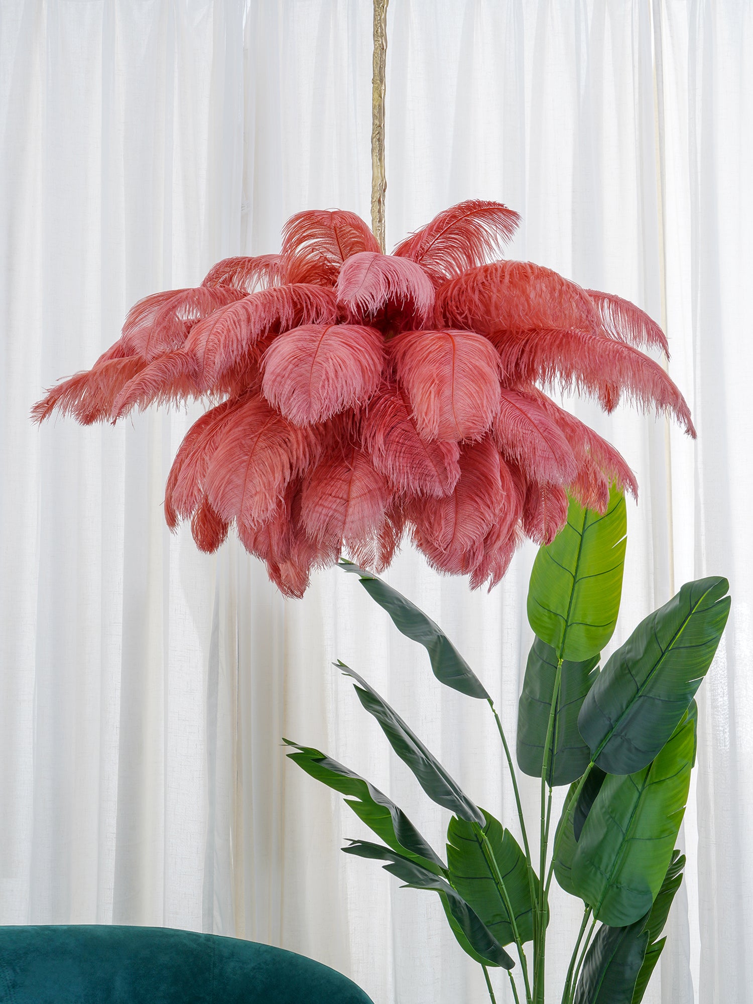 Luxury Ostrich Feather Chandelier - Elegant Crystal Ceiling Light Fixture for Dining Room, Bedroom, Wedding Decor & Home Interior Design
