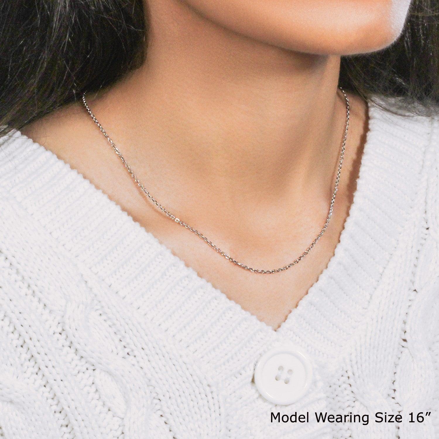 18K White Gold Diamond Cut Cable Link Chain 1.5mm - Elegant & Durable Jewelry for Women, Perfect for Everyday Wear, Gift Giving & Special Occasions