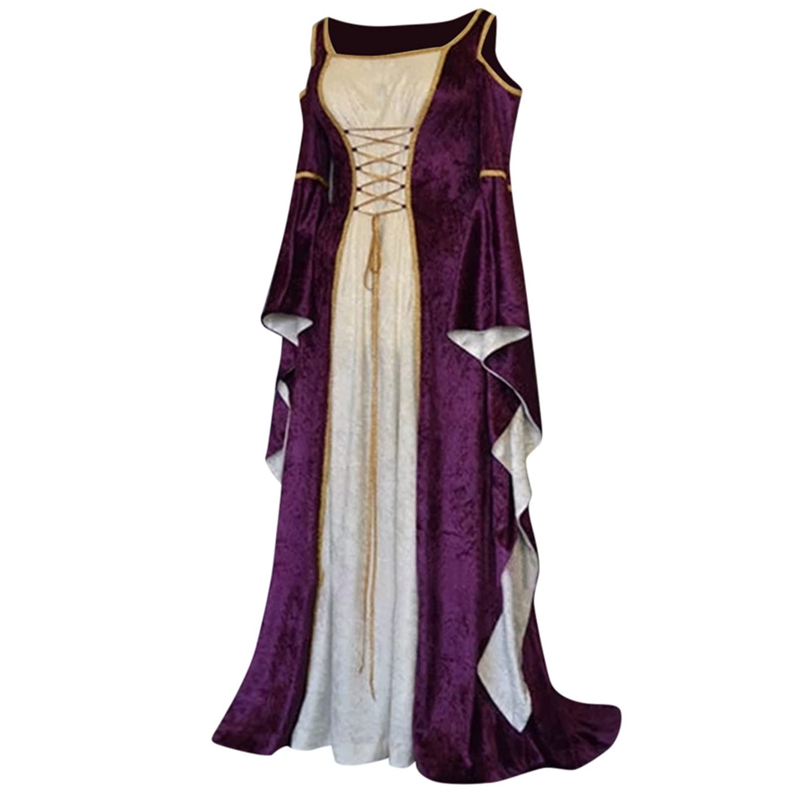 Medieval Dress for Women - Floral Retro Ball Gown with Gothic Print | Elegant Winter & Fall Formal Dresses | Perfect for Renaissance Fairs, Cosplay & Vintage Themed Parties