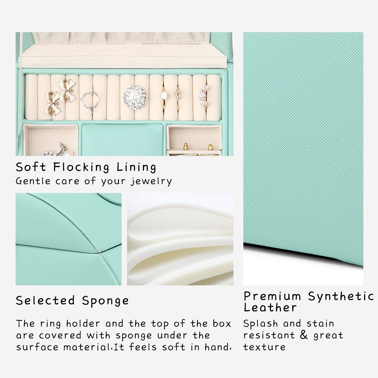Vlando 3-Layer Princess Jewelry Box for Girls 8-14 with Mirror | Mint Green Jewelry Organizer Storage | Perfect Christmas Gift for Teens & Little Girls | Birthday Present, Bedroom Decor, Dresser Accessory