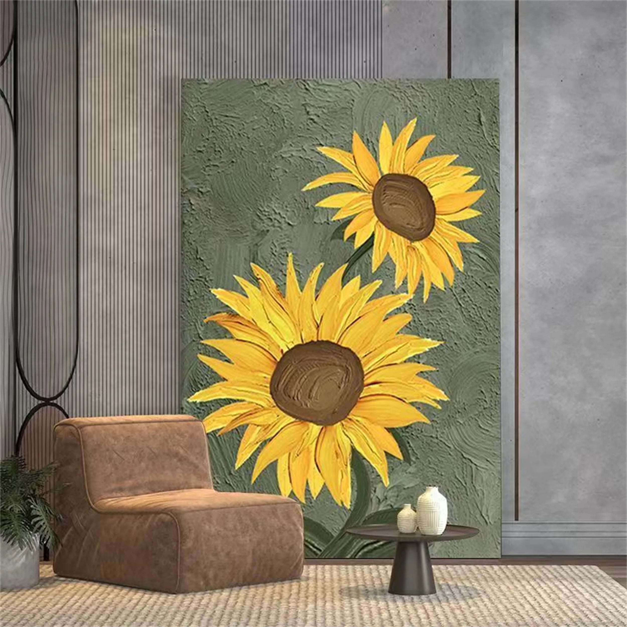 Flower and Tree Painting #FT 088 - Handmade Canvas Wall Art for Home Decor, Living Room, Bedroom & Office