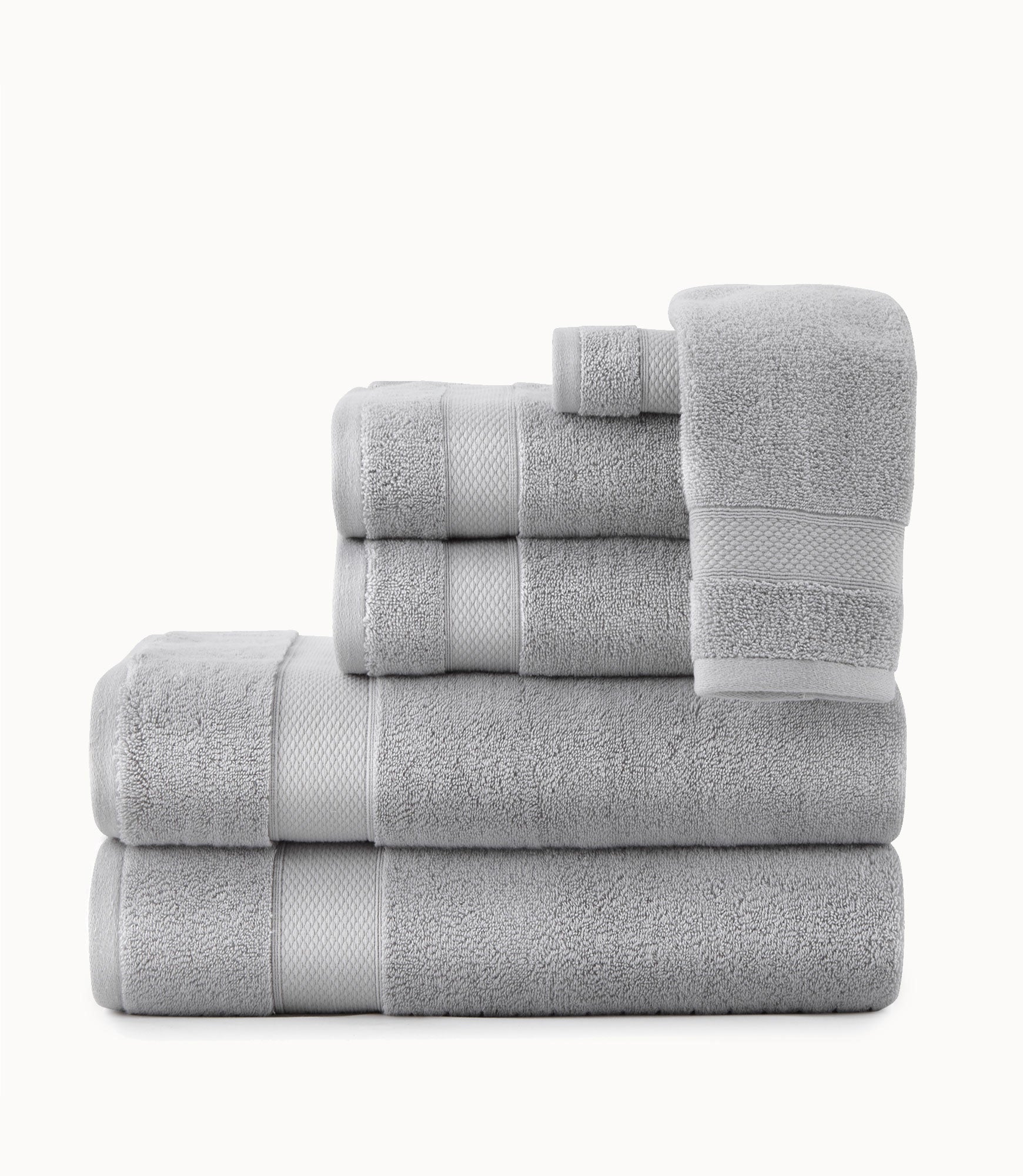 Luxury Diamond Towel Set - 6-Piece 100% Cotton Bath Towels, Hand Towels & Washcloths - Soft, Absorbent & Quick-Drying for Spa, Bathroom & Hotel Use