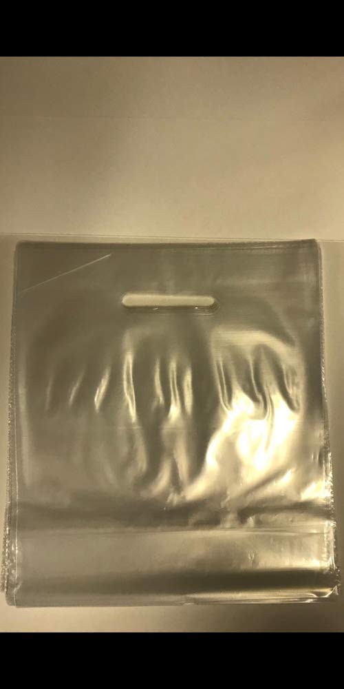 Clear Plastic Carrier Bags 38cm x 46cm + 7cm Gusset - 50 Pack (1 Box) - Durable & Reusable Shopping Bags for Retail, Grocery, Boutique & Party Favors