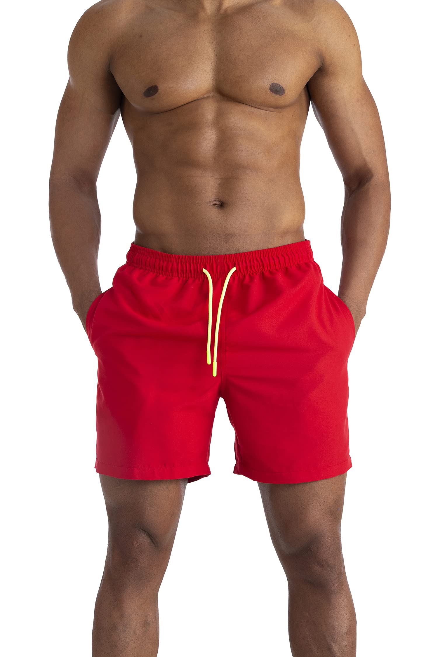 **Men's Quick-Dry Swim Trunks with Pockets - UPF 50+ Sports Swimwear for Beach, Pool & Water Activities**