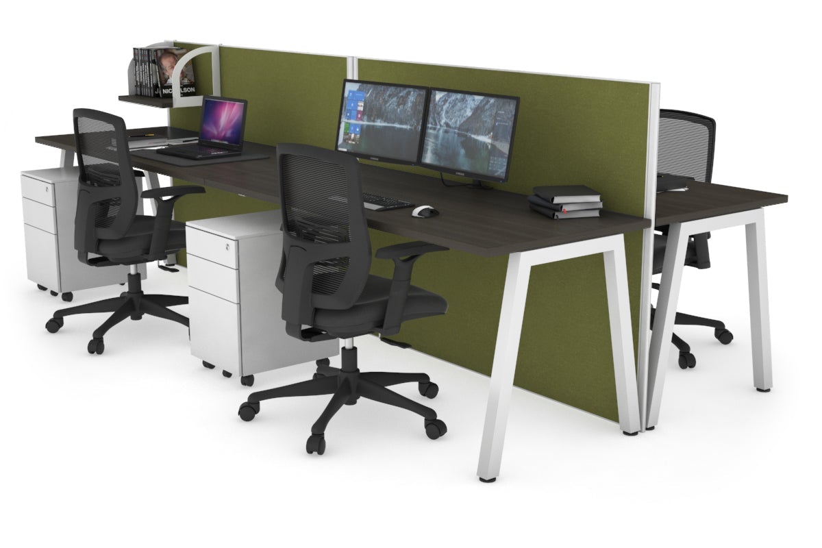 Horizon Quadro 4-Person Office Workstation Bench with A-Legs - 1400mm x 700mm Dimensions - Perfect for Collaborative Workspaces, Coworking Offices & Team Meetings