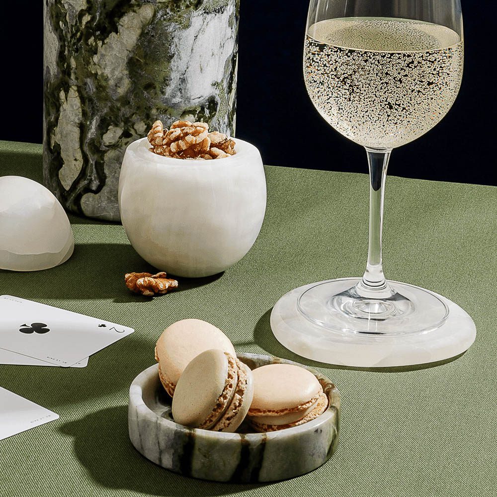 BLACK BLAZE Oasis Small Marble Dish - 9.7cm Round Decorative Tray for Jewelry, Keys & Home Decor | Perfect for Vanity, Entryway & Gift Giving
