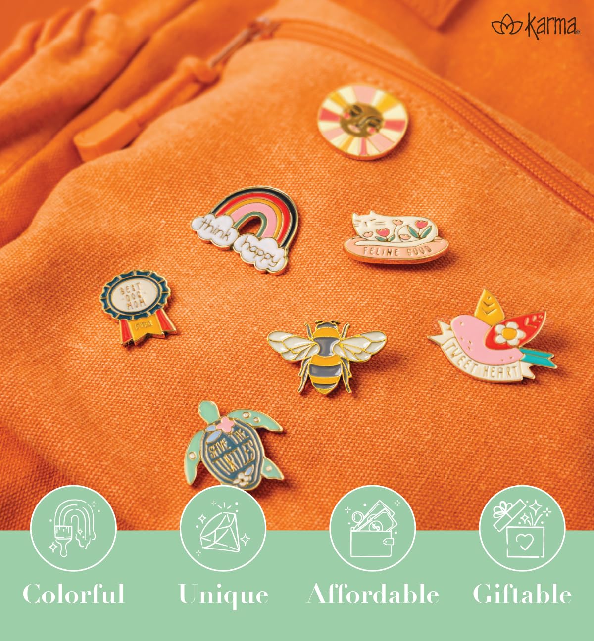 Cute Karma Enamel Pins for Backpacks & Jackets - Stylish Accessories