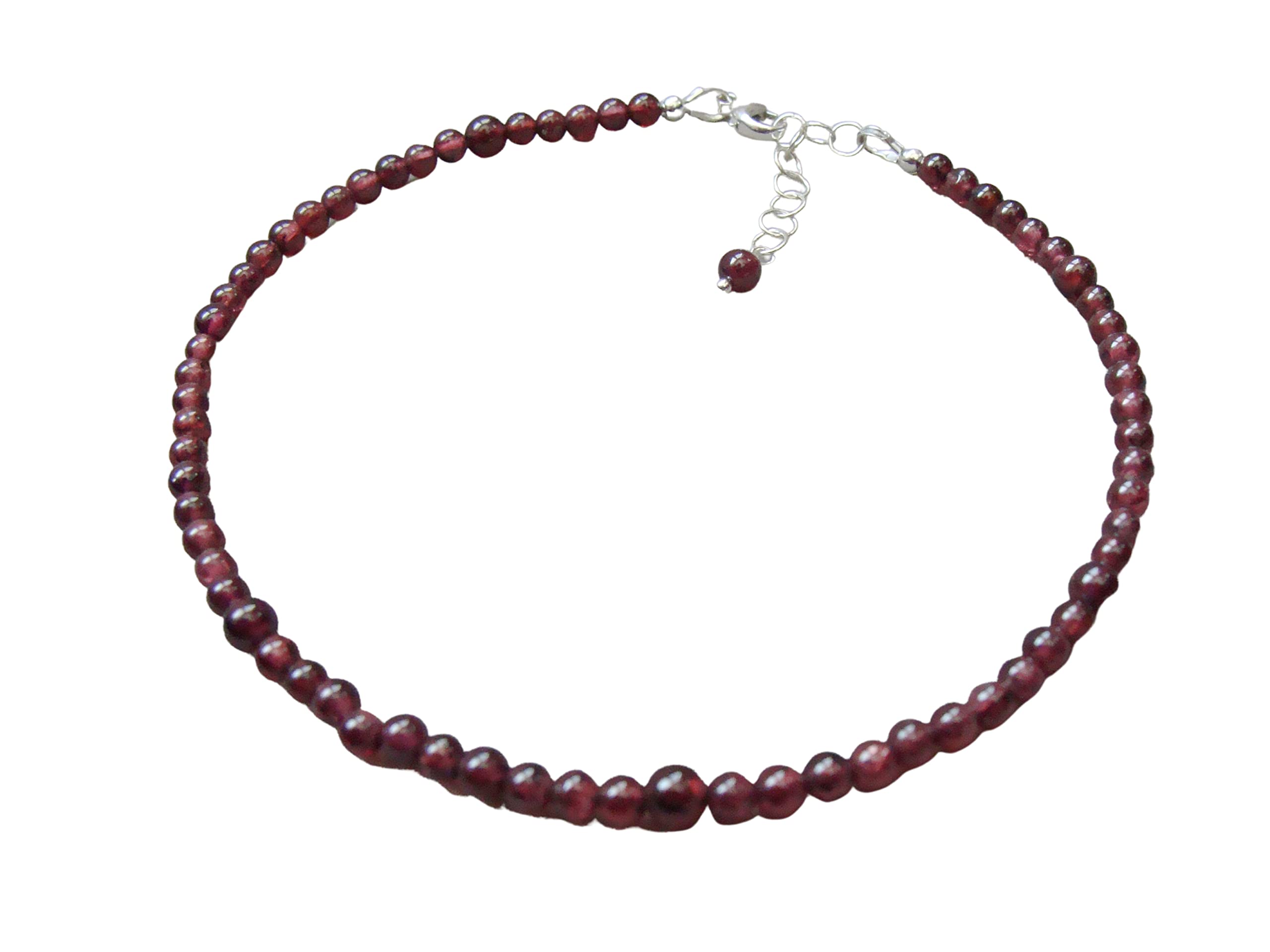 Handmade Garnet Gemstone Bead Anklet with Sterling Silver - Adjustable 9-10 Inches | Perfect for Beach, Summer & Boho Style Outfits by Let Loose Jewelry