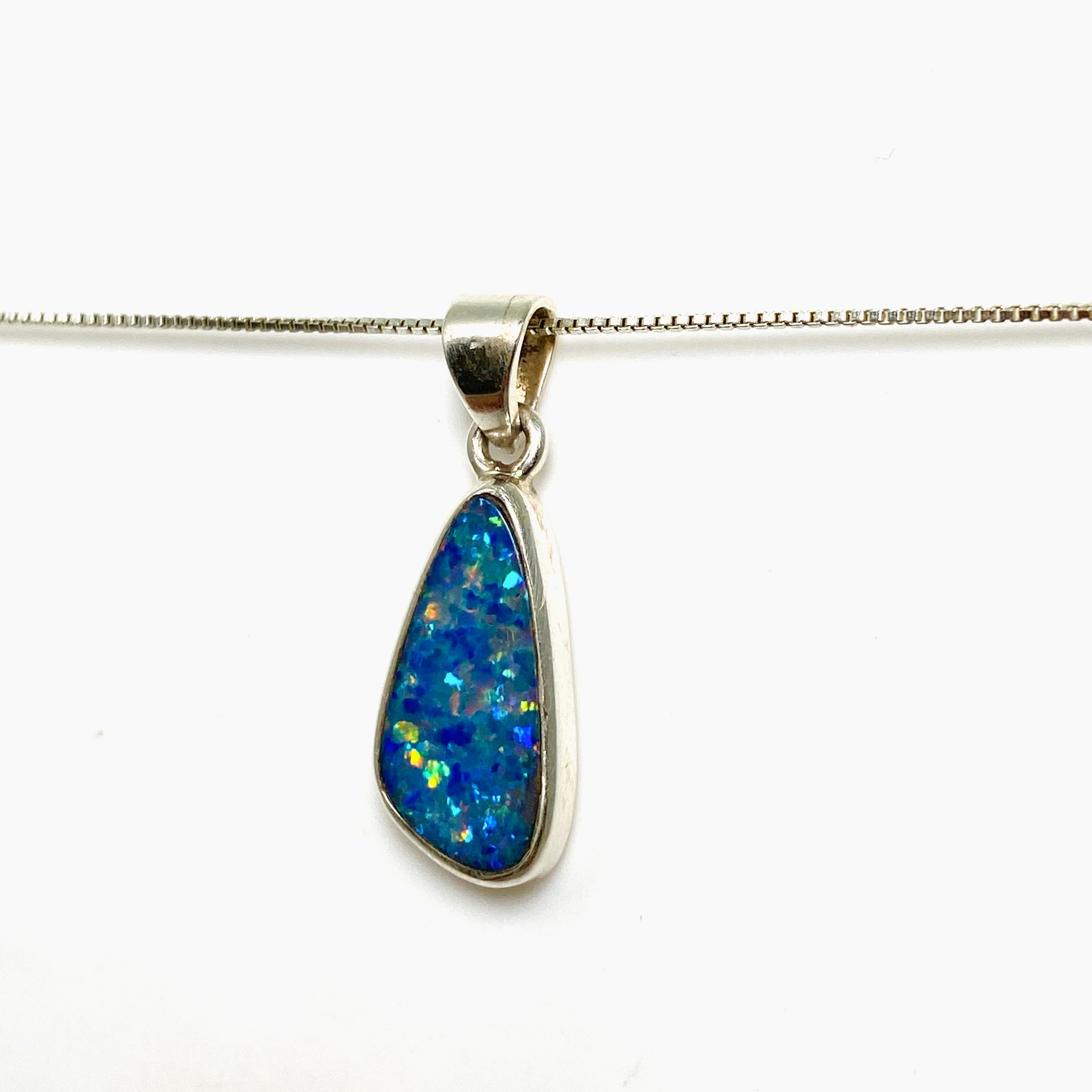 Natural Opal Doublet Freeform Cabochon Pendant - Genuine Lightning Ridge Australian Opal Jewelry PPGJ1002 | Handmade Necklace for Women, Gift for Her, Birthday & Anniversary Present