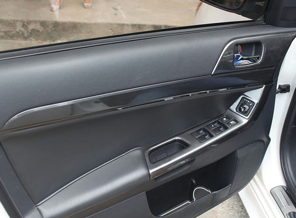 HIGH FLYING ABS Carbon Fiber Style Inner Door Decoration Strips for Mitsubishi Lancer 2008-2017 - 4pcs Car Interior Accessories - Upgrade Your Ride's Style & Protection for Daily Commute & Road Trips