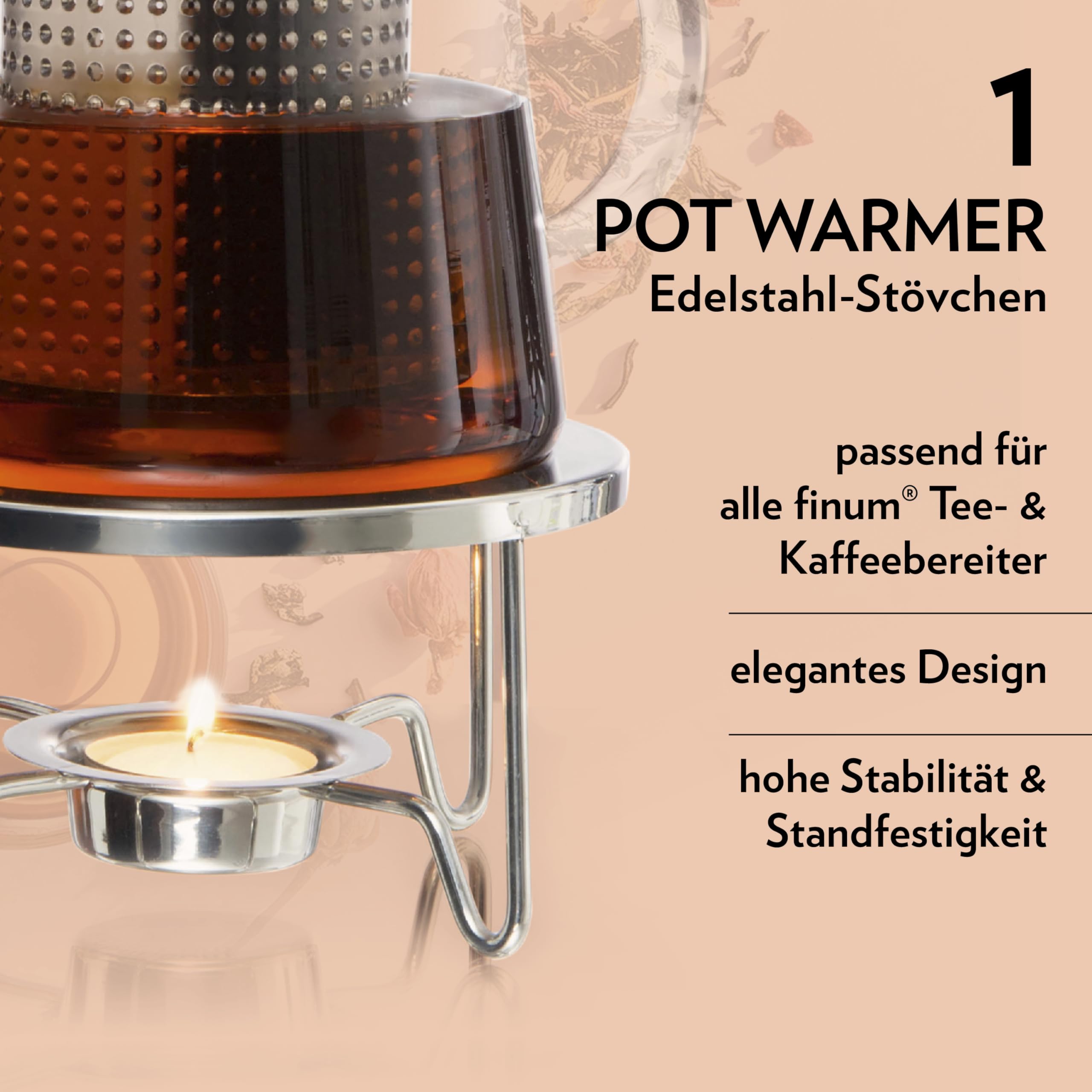 Finum Premium Stainless Steel Tea Light Candle Warmer for Coffee & Tea Pots - Perfect for Home, Office & Restaurants