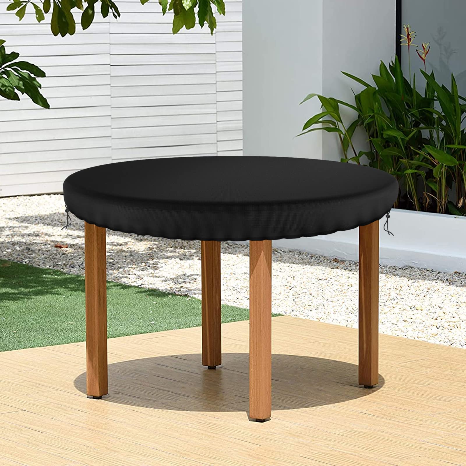 **Waterproof Round Patio Table Cover 31 Inch - UV Resistant & Anti-Fading Outdoor Furniture Protector for Garden, Deck, or Balcony Use - Black**