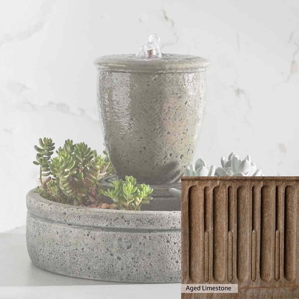 Campania International M Series Rustic Spa Fountain with Planter - Outdoor Garden Water Feature for Patio, Deck, and Backyard Relaxation