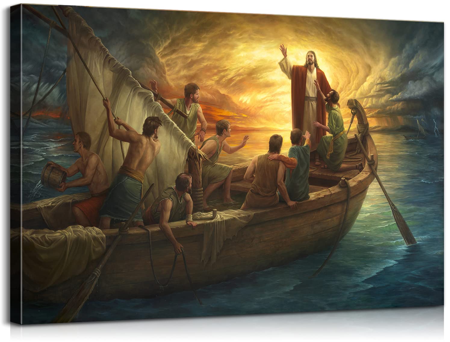 Jesus Christ Wall Art Canvas Print - Religious Christian Home Decor for Living Room, Bedroom & Office - 28''H x 40''W - Easy to Hang Christian Gift & Inspirational Painting