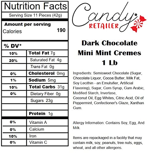 Premium Dark Chocolate Mini Mint Cremes - 1 Lb Bulk Candy for Gifting, Parties & Desserts | Gourmet Chocolate Treats for Holidays, Weddings & Office Snacks