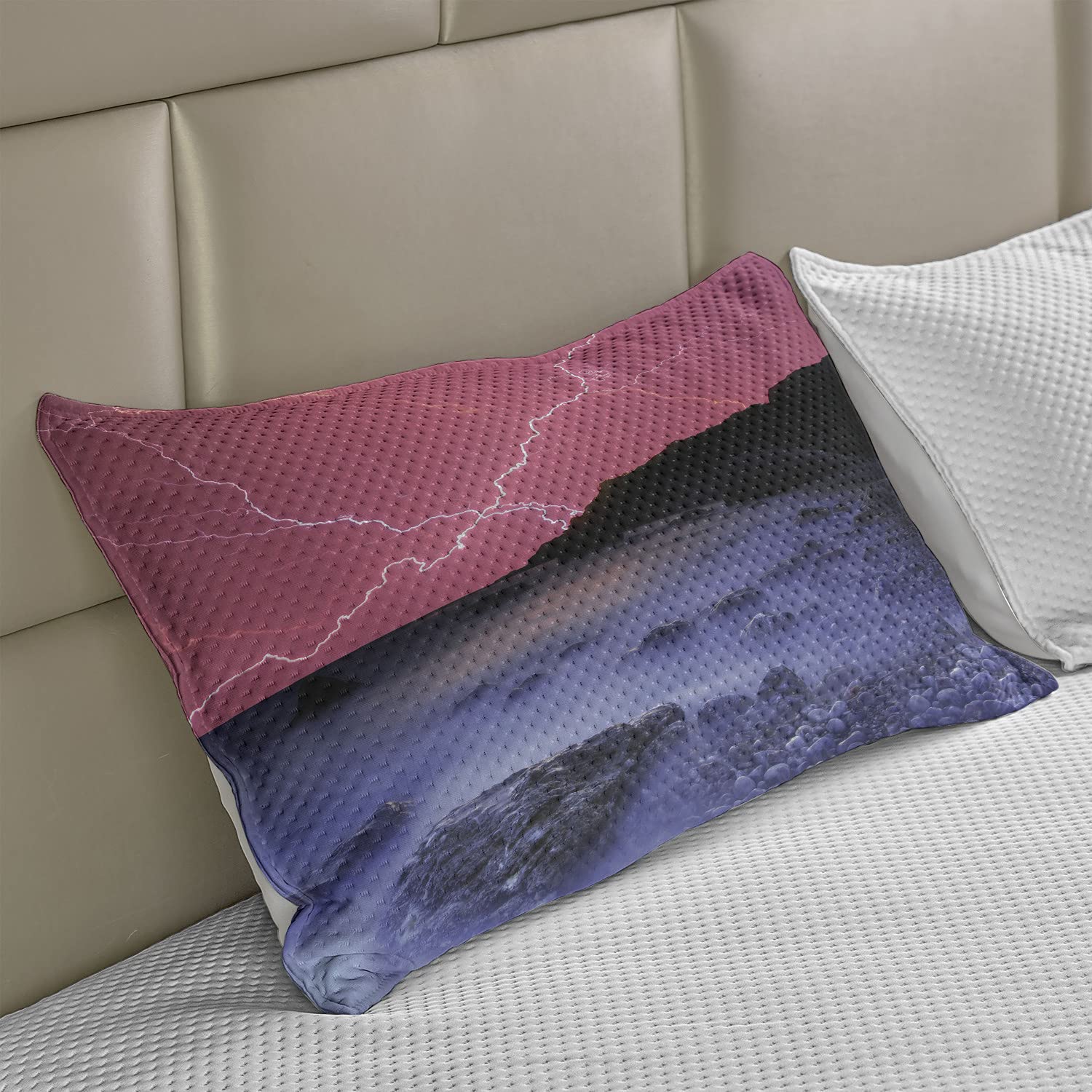 Ambesonne Knitted Quilt Pillow Cover - Thunderstorm Sky Design, Queen Size 30x20