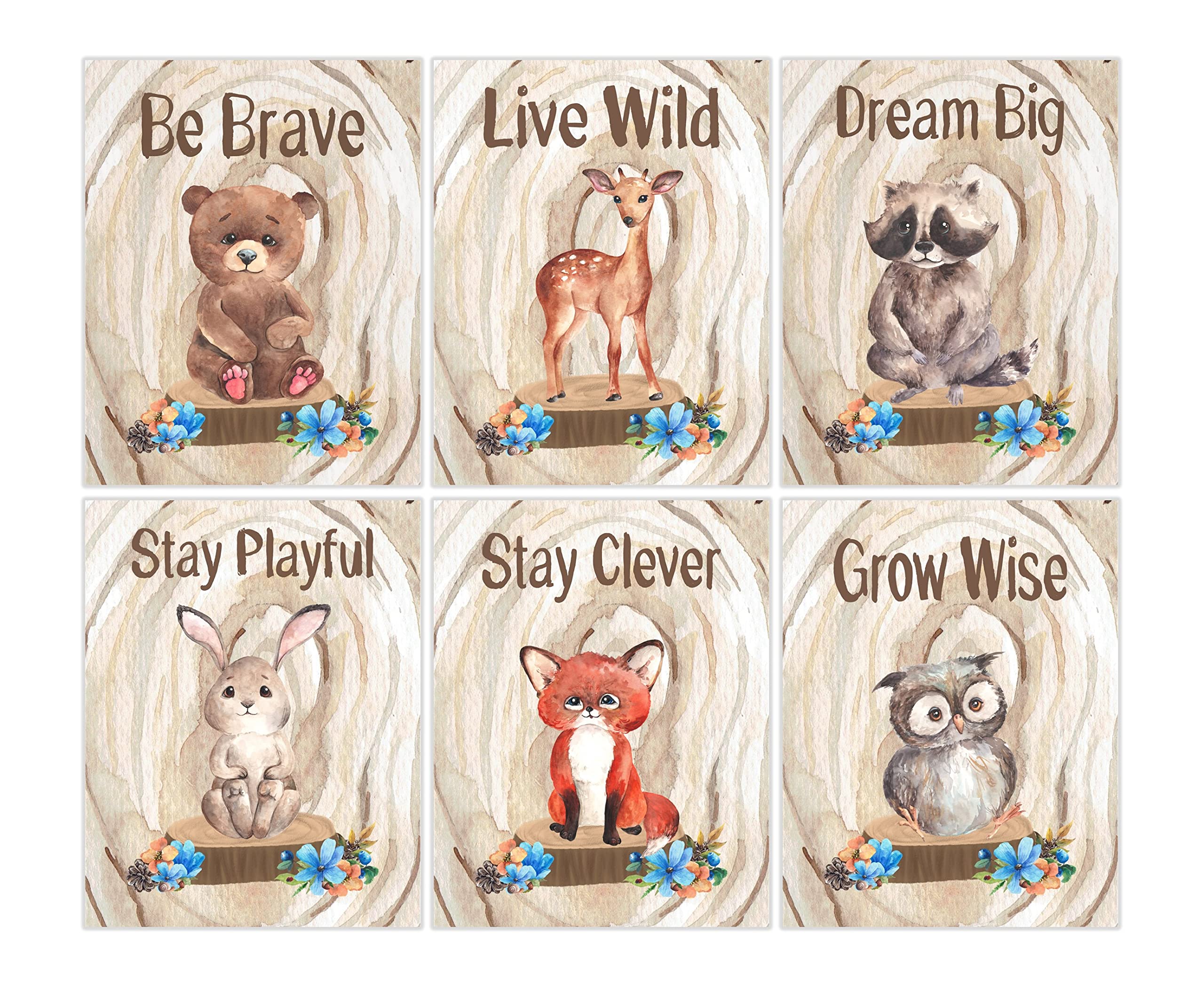 Woodland Nursery Decor Set - Bear Deer Fox Prints for Baby Room