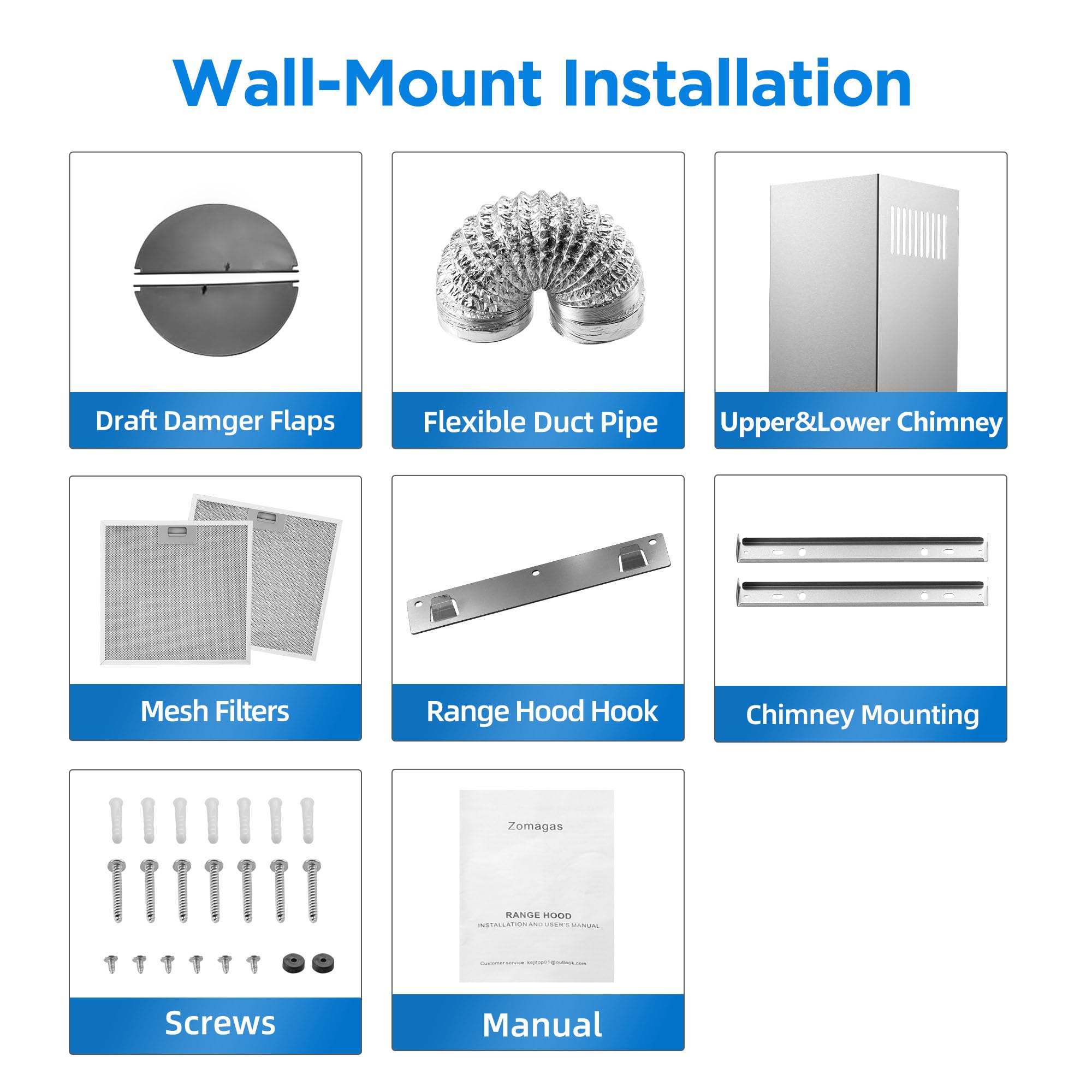 30 Inch Stainless Steel Range Hood - Wall Mount Kitchen Vent Hood with 3 Speed Settings, Touch Control & Energy-Saving LED Lights | Ducted/Ductless Convertible Design with 5-Layer Aluminum Filters | Perfect for Modern Kitchens, Restaurants & Open-Concept Homes