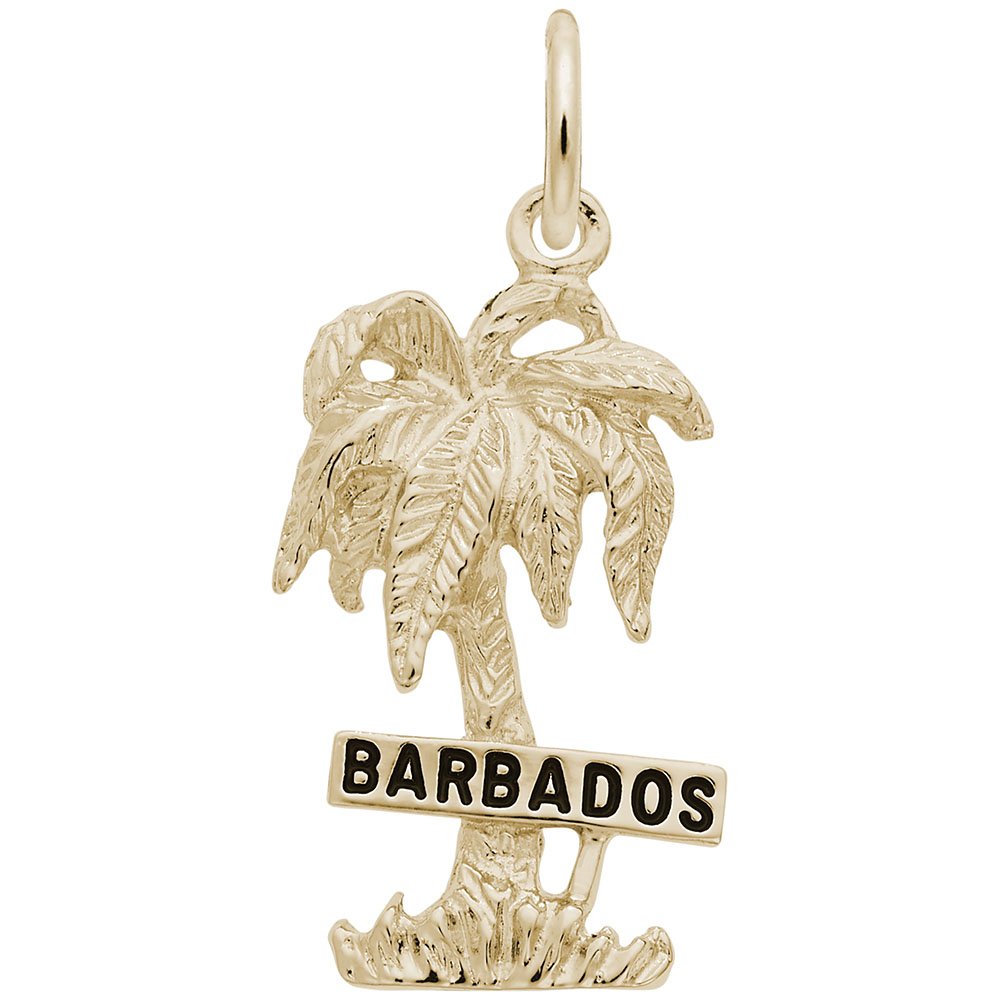 Barbados Palm with Sign Charm - Elegant Charms for Bracelets & Necklaces - Perfect for Beach Vacations, Summer Jewelry & Tropical Gift Ideas