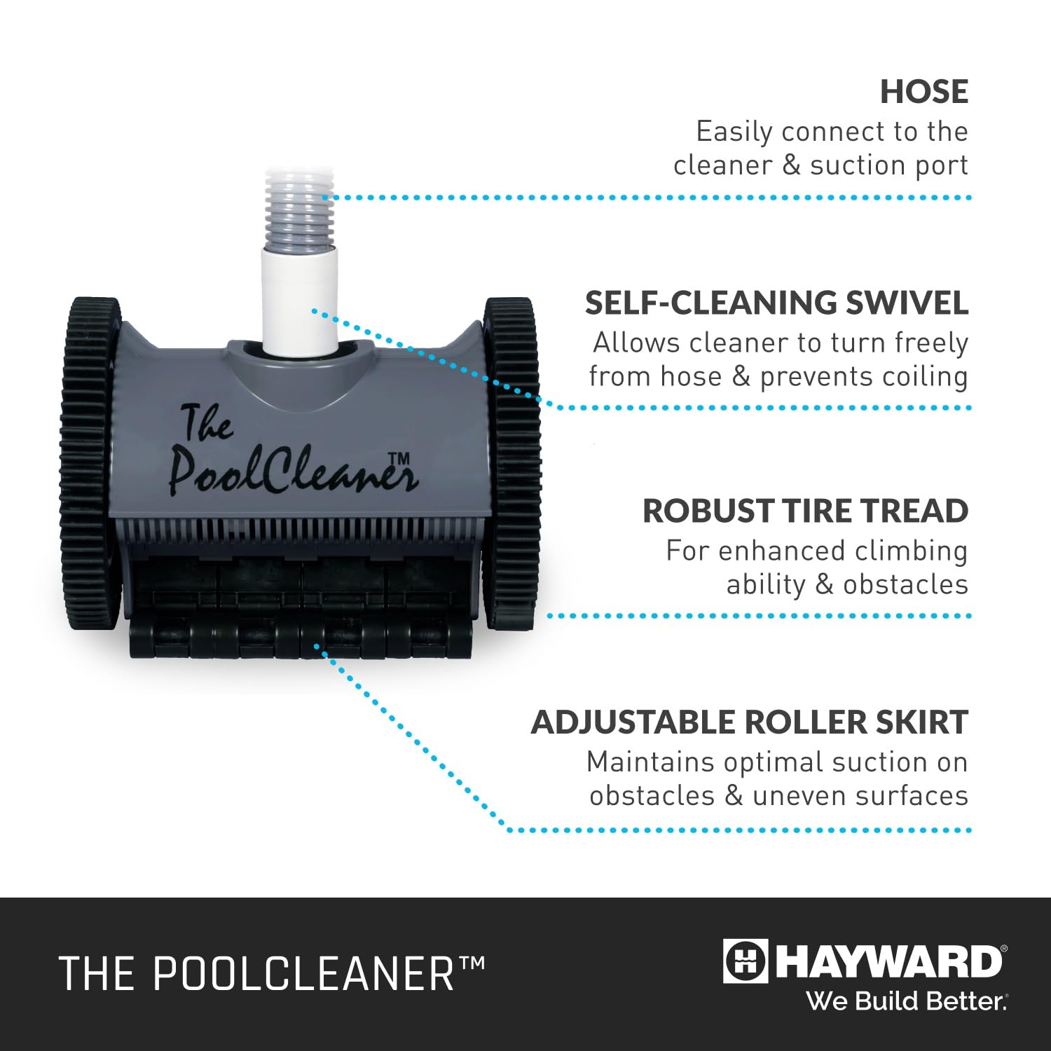 Hayward W3PVS20GST Automatic Pool Vacuum Cleaner for In-Ground Pools up to 16x32 ft - Efficient Suction Pool Cleaner, Gray - Ideal for Leaves, Debris & Daily Maintenance