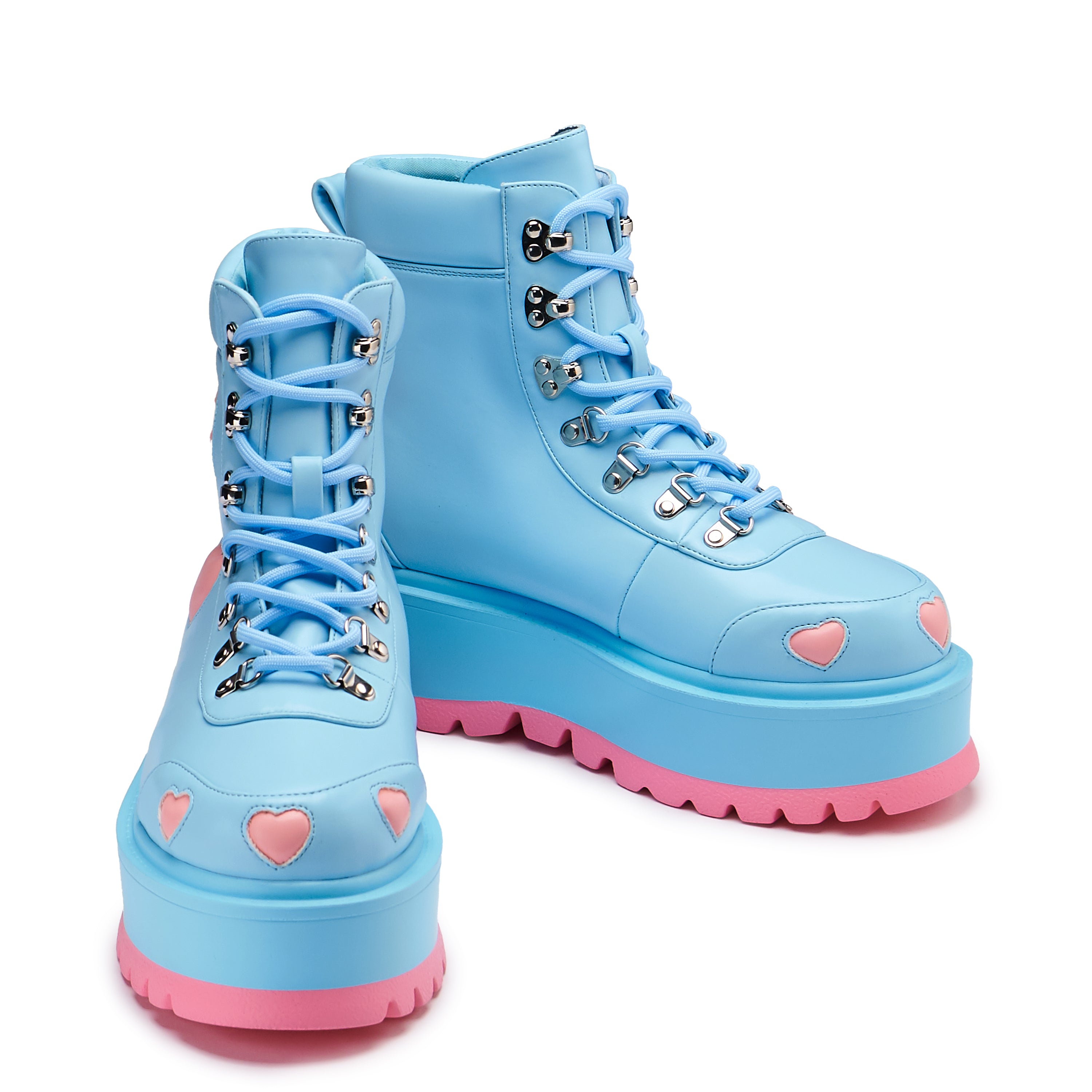 Cute Chibi Cherub Heart Boots for Women - Stylish Blue Kawaii Ankle Boots for Cosplay, Anime Conventions & Casual Wear