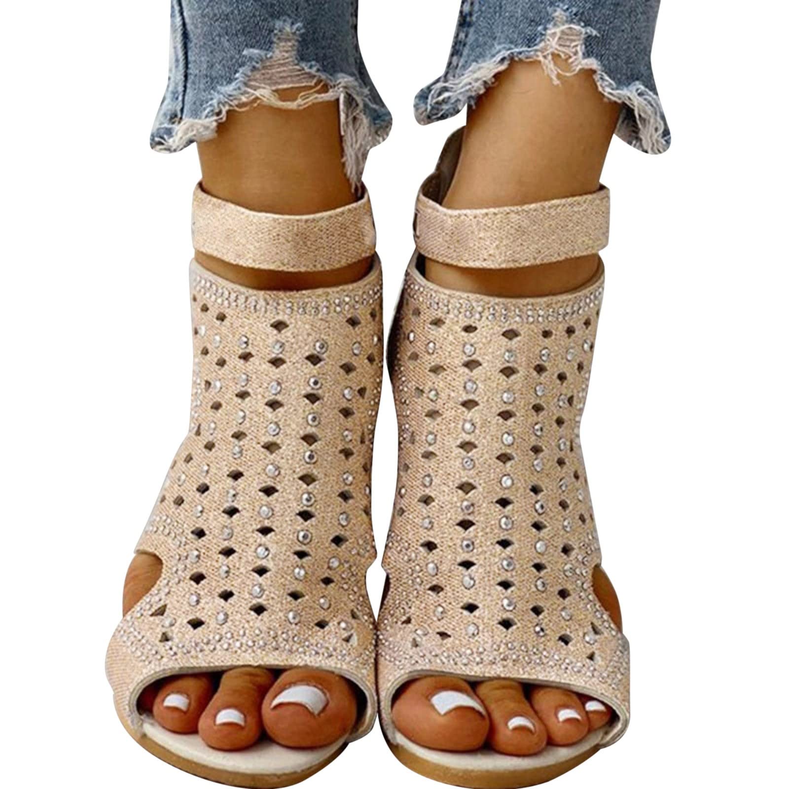 LUOPUNAQ Women's Open Toe Sandals - Low Heel Slip-On Sneakers for Casual, Work & Travel - Comfortable Walking Flats for Everyday Wear