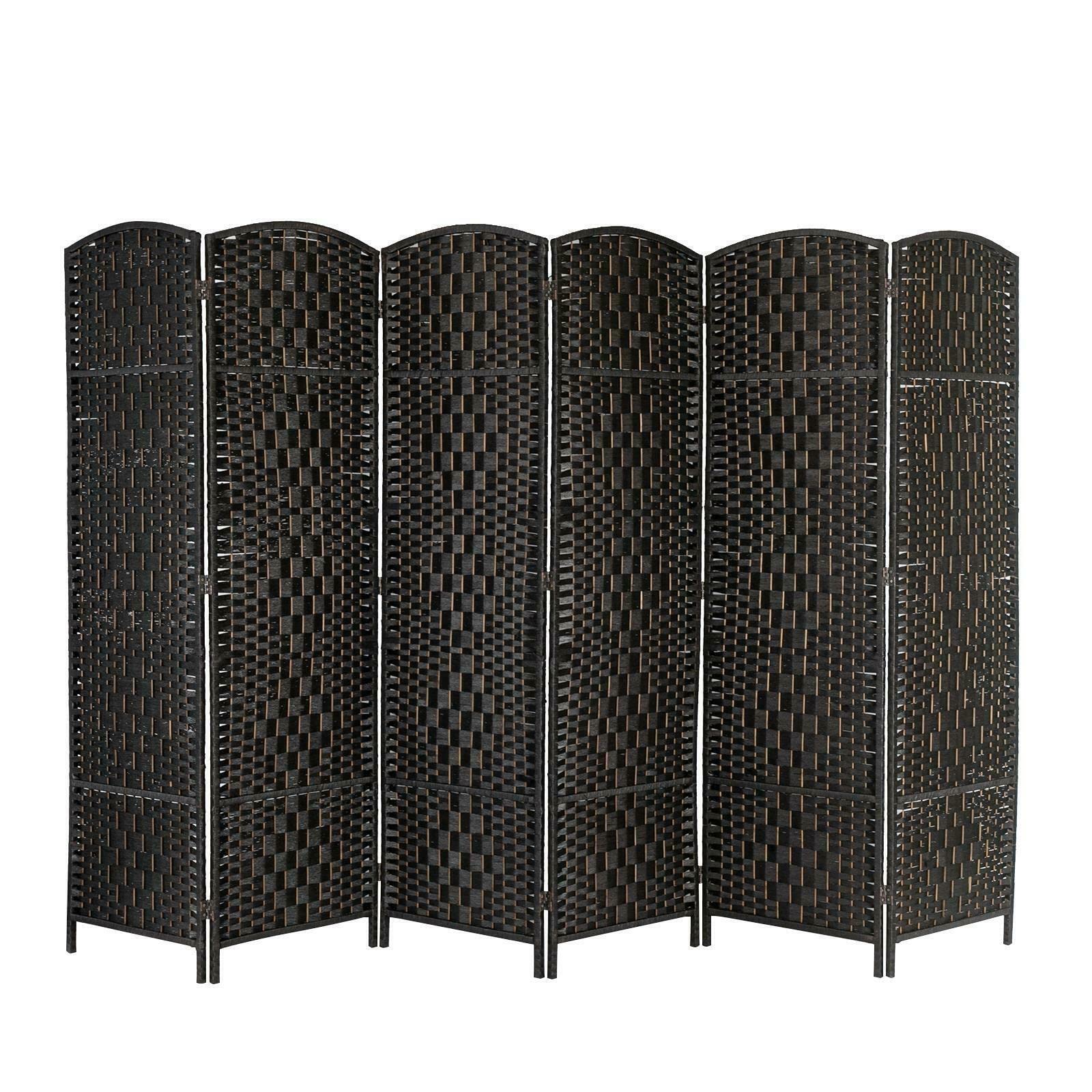6-Panel Folding Room Divider Screen - Black & Brown Privacy Partition for Home, Office, or Event Space | Portable Room Separator & Wall Divider for Bedroom, Living Room, and Studio