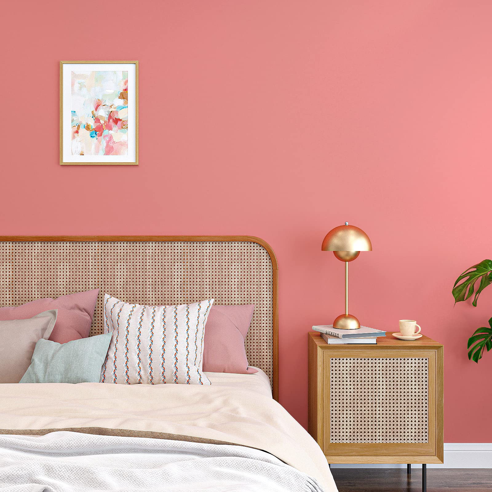 Self-Adhesive Matte Salmon Pink Vinyl Wallpaper - Removable Peel & Stick Wall Covering for Walls, Cabinets, Shelves (15.7