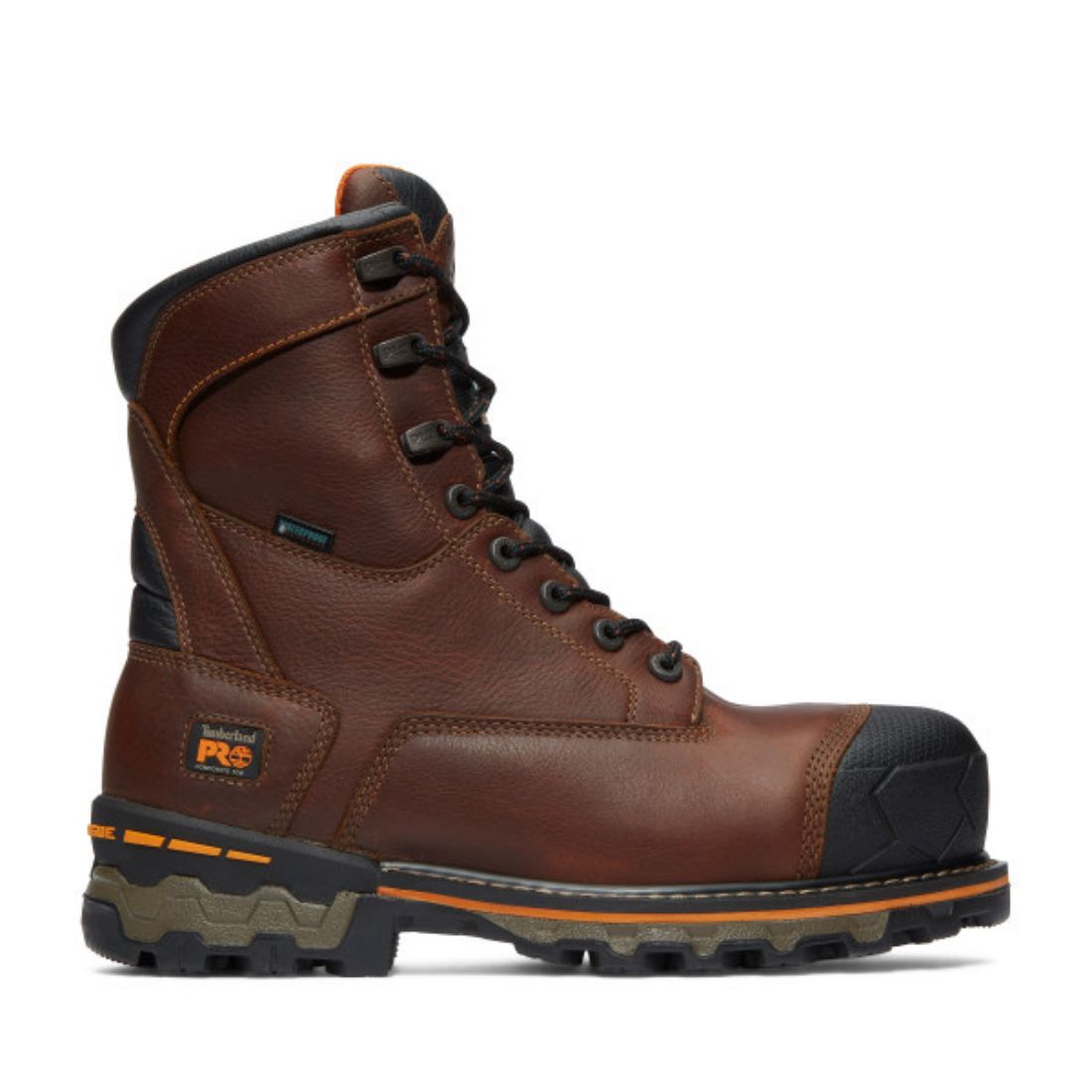 Timberland PRO Boondock Men's 8 Inch Waterproof Composite Toe Work Boots - Brown 89646 | Slip Resistant & Electrical Hazard Safety Shoes for Construction, Warehouse & Outdoor Jobs