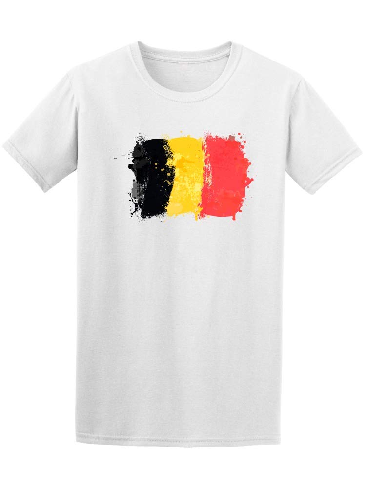 Smartprints Watercolor Splat Belgium Flag T-Shirt for Men - Comfortable Cotton Graphic Tee for Casual Wear, Travel & Patriotic Events