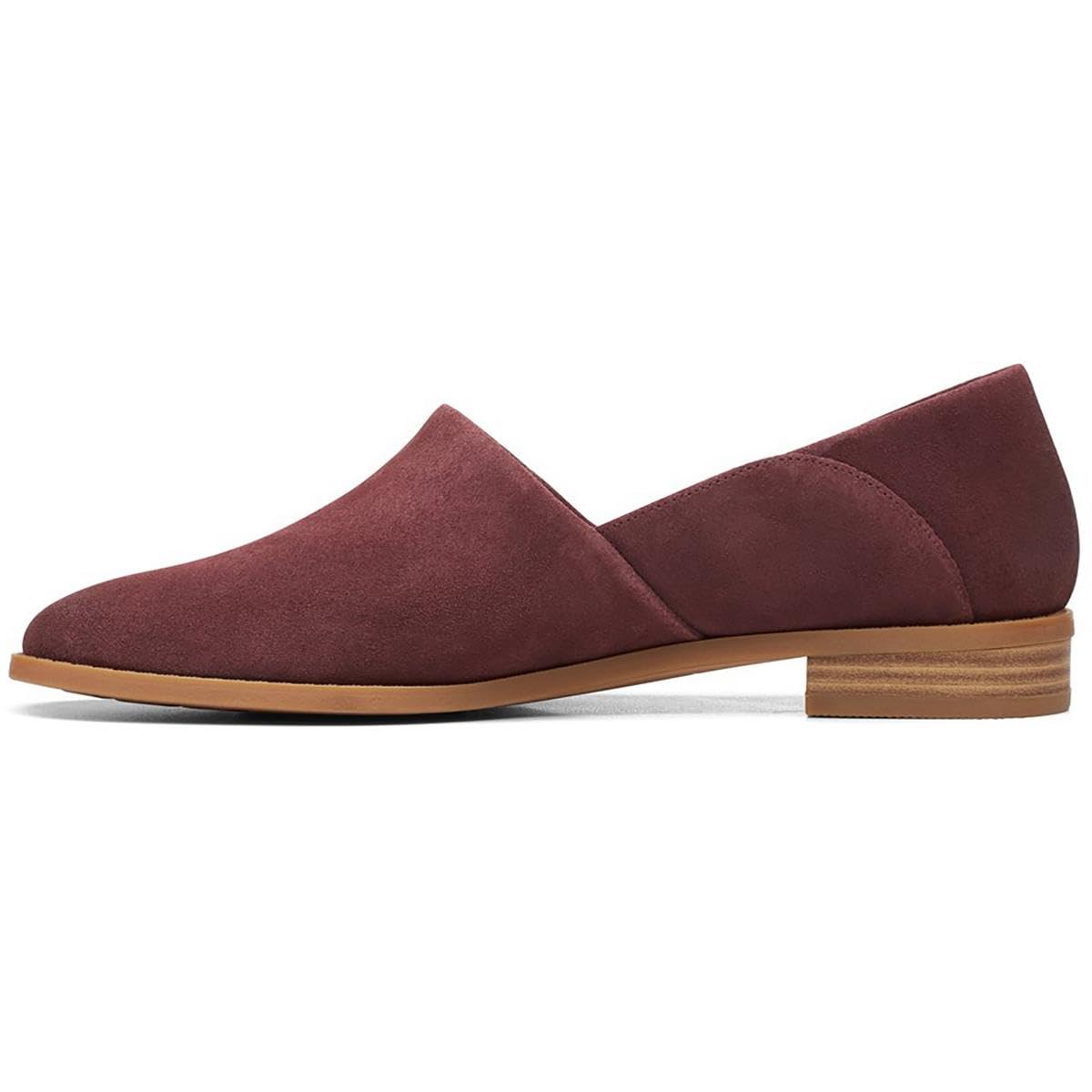 Clarks Women's Pure Belle Suede Slip-On Loafers - Comfortable Wide Width (C,D,W) Shoes in Red Size 7.5 - Perfect for Work, Travel & Casual Wear