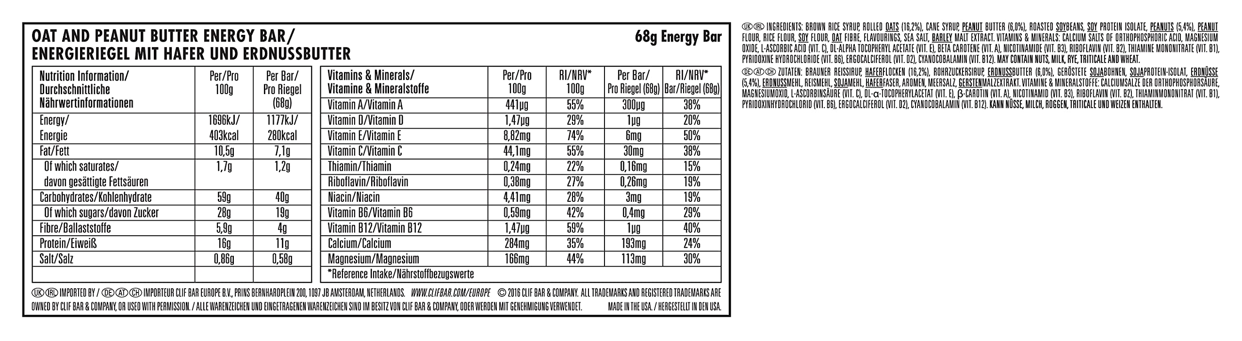Clif Bar Variety Pack (6 x 68g) - Popular US Energy Bars | 6 Delicious Flavors for Hiking, Workout & Snacking | High Protein Nutrition for Active Lifestyle
