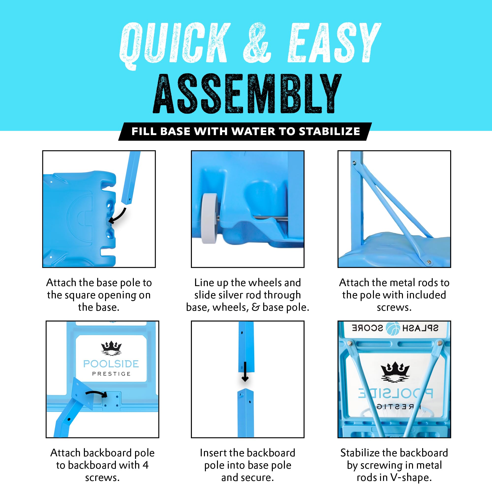 Adjustable Height Basketball Hoop Kit for Kids, Teens & Adults - Outdoor Sports Equipment for Backyard, Pool & Water Games - Perfect for Summer Fun & Family Activities
