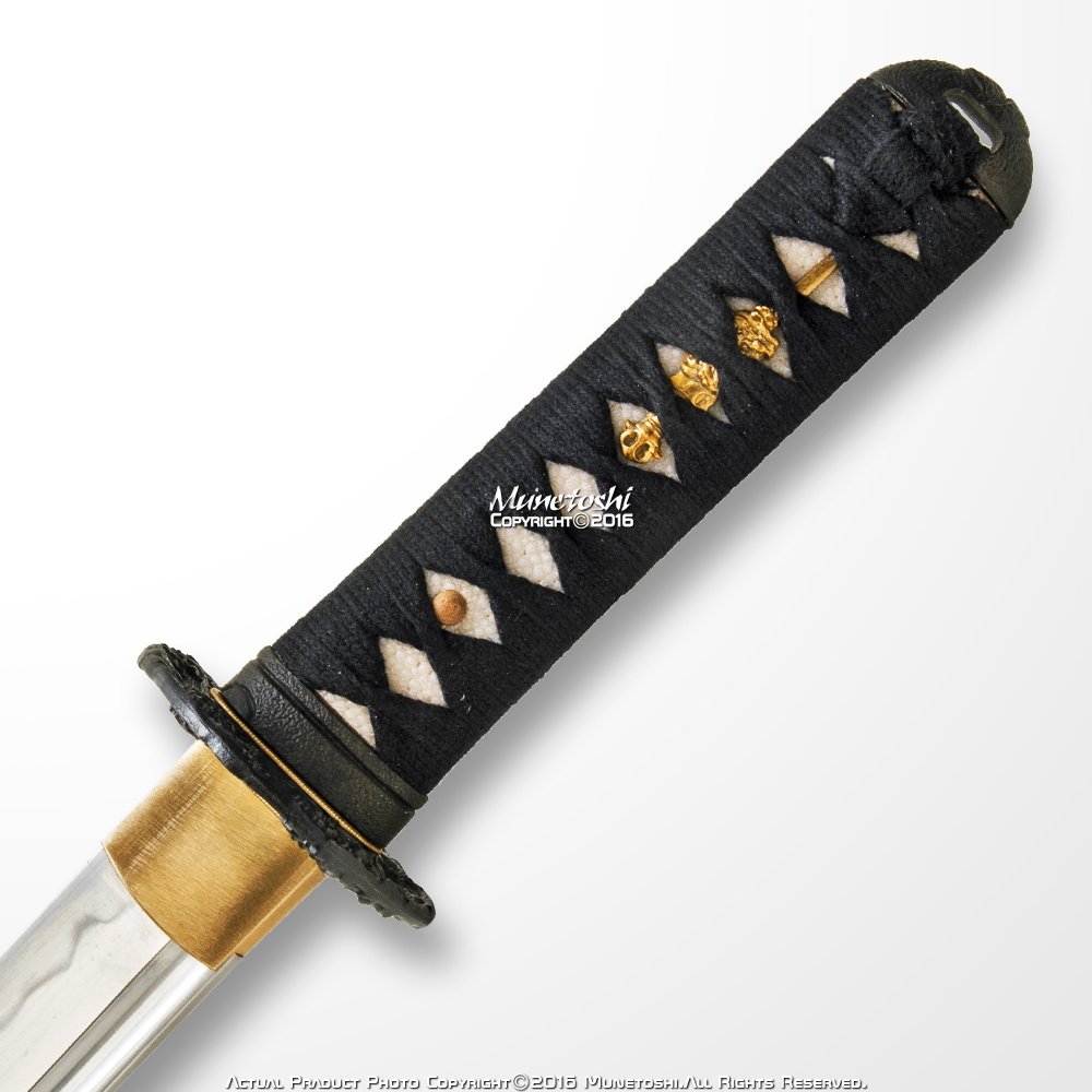 Handmade Lion Dog Wakizashi Sword - Differential Hardened 1060 Spring Steel, Functional Samurai Katana with Sharp Blade & Bohi Groove - Perfect for Martial Arts Training, Cosplay, and Collectors