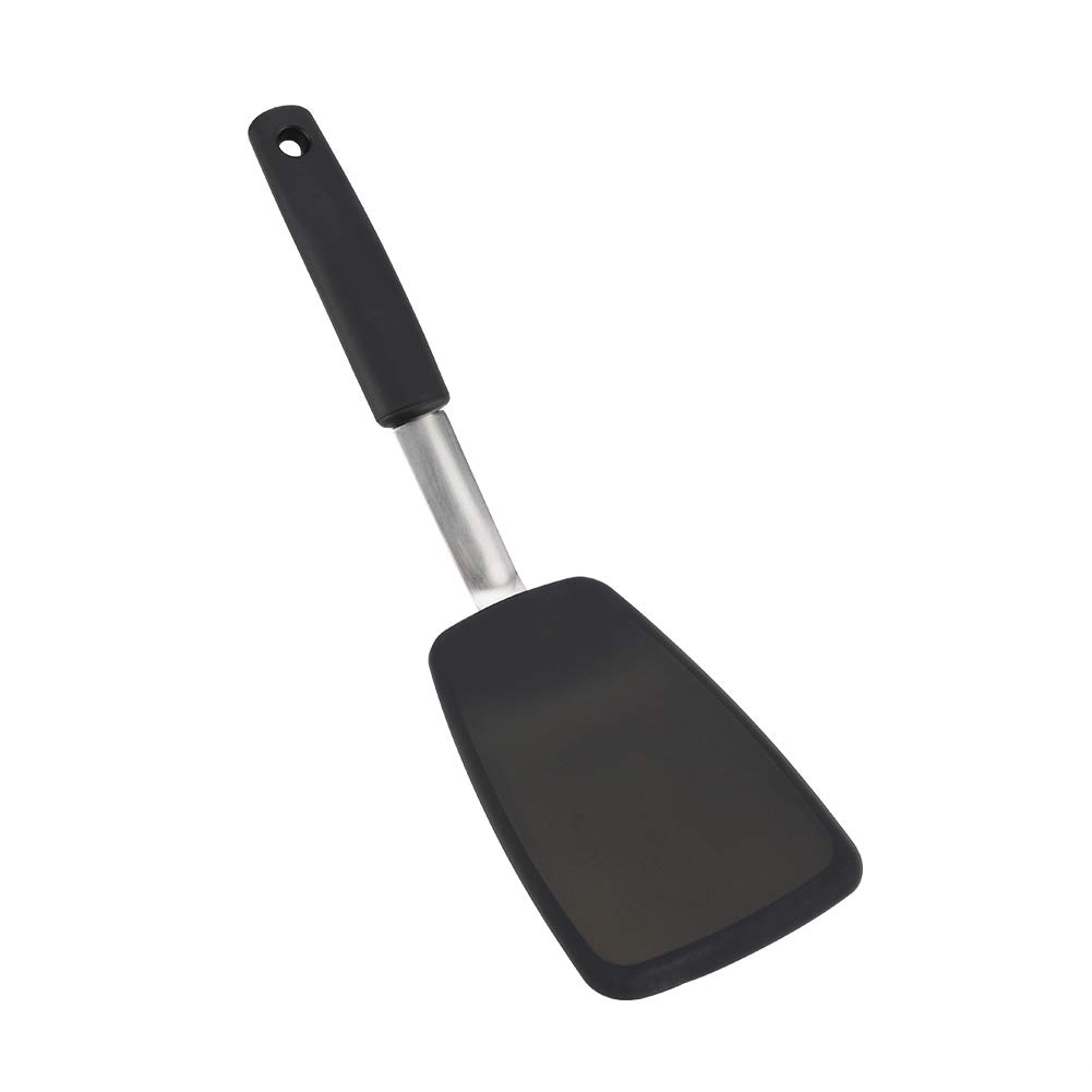 Premium Non-Stick Silicone Spatula - Heat Resistant Flexible Kitchen Turner for Cooking, Baking & Flipping - Large Black Spatula for Pancakes, Eggs & Cake Decorating
