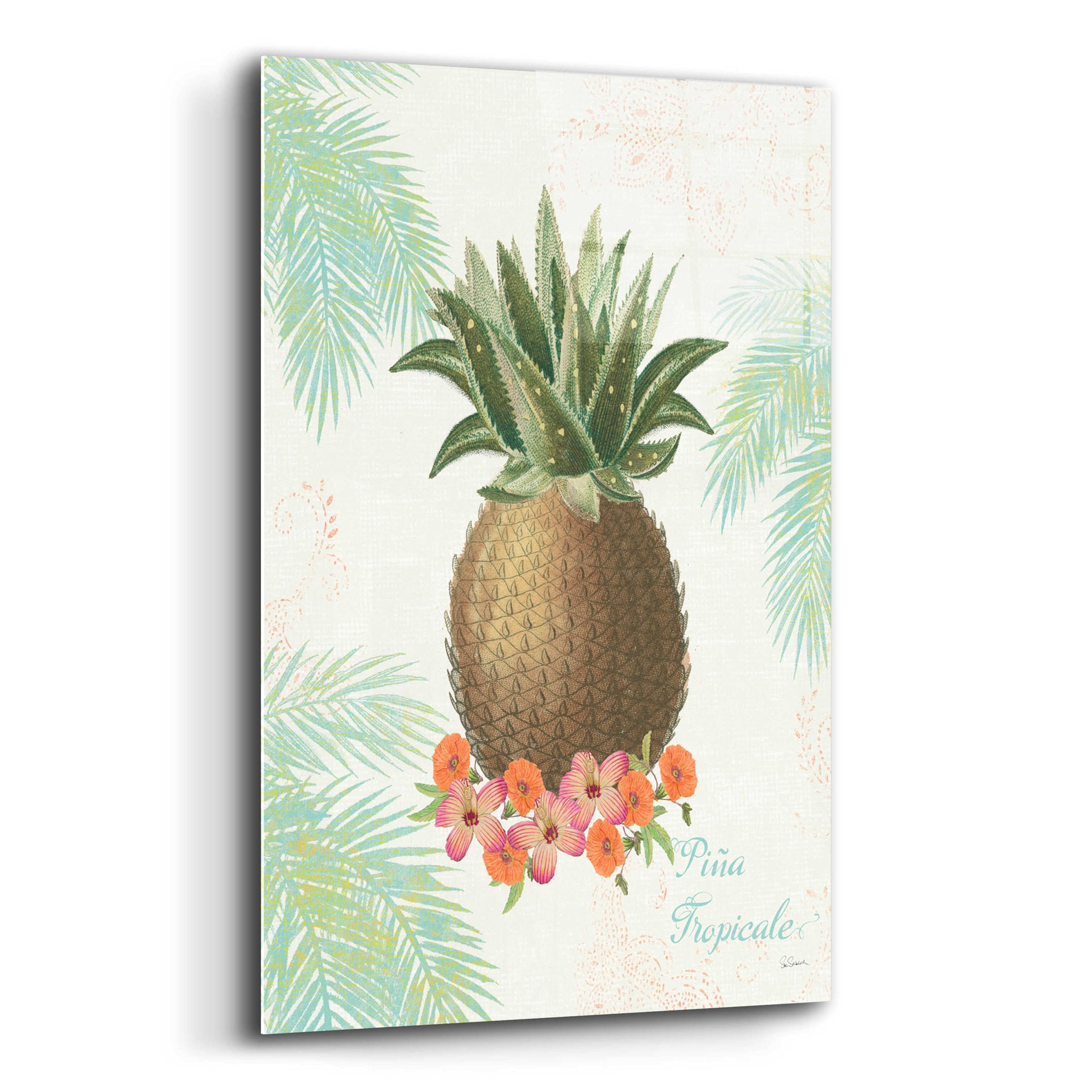 Epic Art 'Flamingo Tropicale IV' by Sue Schlabach - 16x24 Inch Vibrant Acrylic Glass Wall Decor - Tropical Flamingo Painting for Living Room, Bedroom & Office Decor