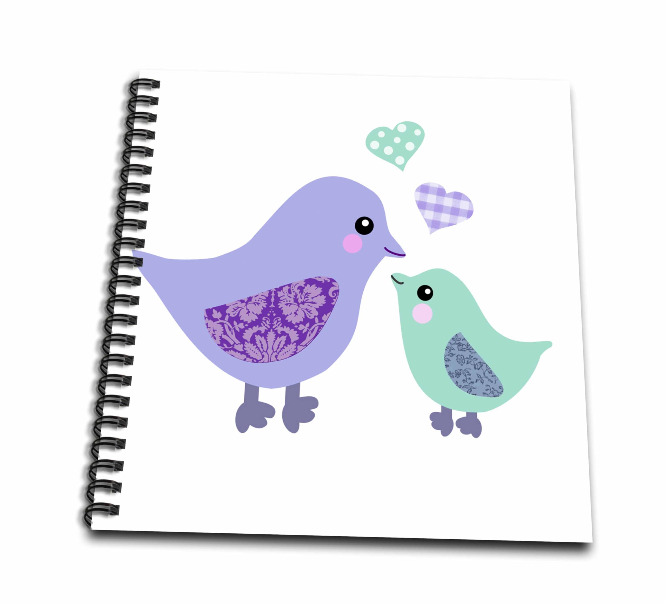3dRose db_120281_2 Cute Purple Mom Bird & Blue Baby Chick Kawaii Mother-Son Birds Scrapbook Paper - 12x12 Inch for Mother's Day Memory Book, Baby Shower, Nursery Decor & Scrapbooking Projects