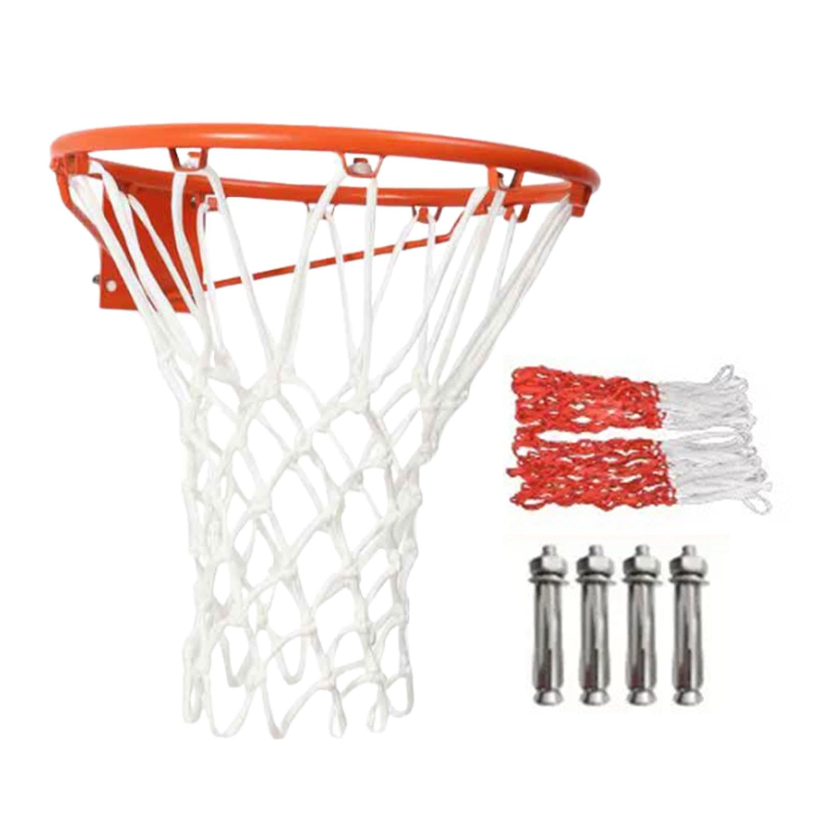 Heavy Duty Basketball Hoop & Rim Replacement - Wall Mounted Indoor/Outdoor Basketball Goal with Inflator Needle - Perfect for Driveway, Backyard, Gym & School Court Play