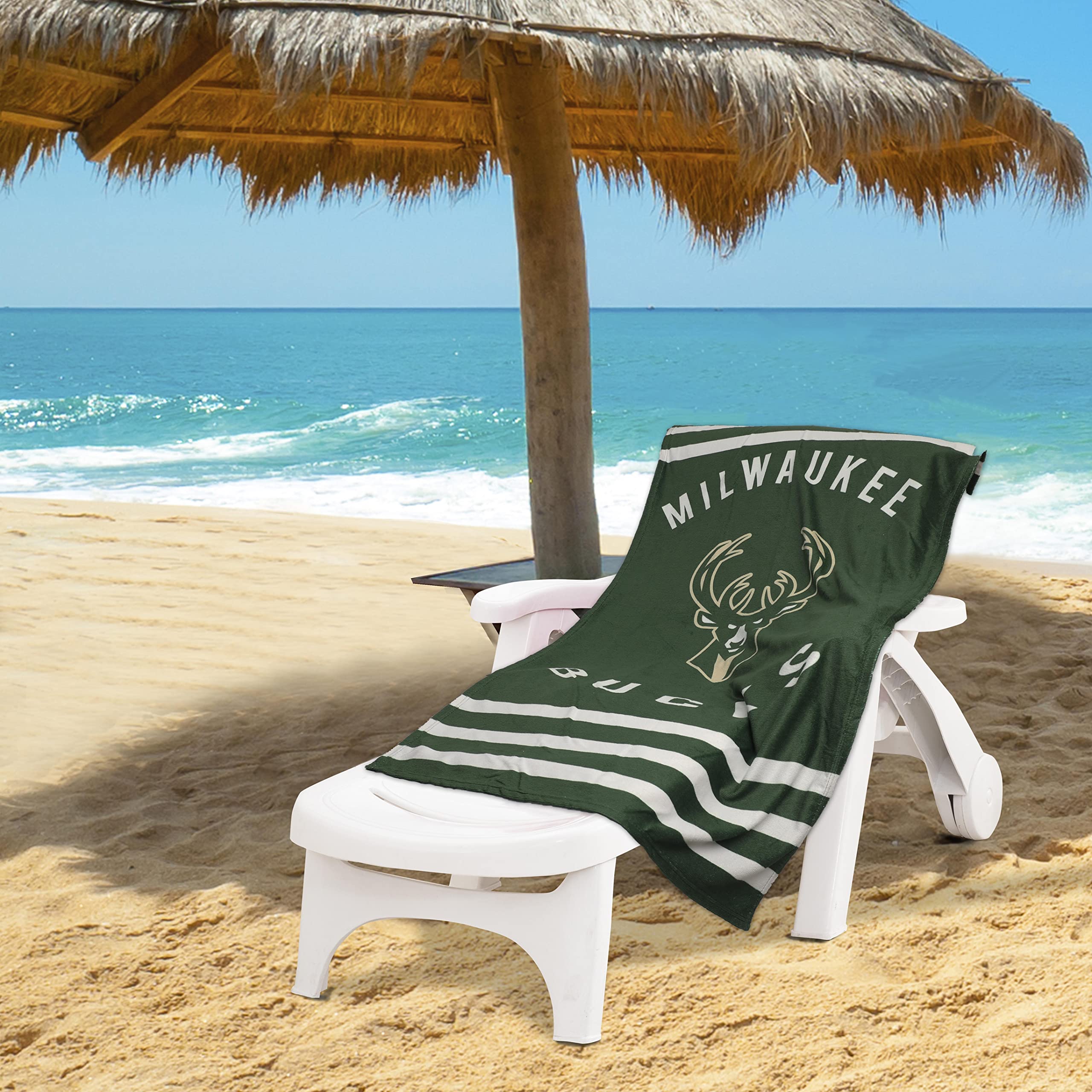 Premium NBA Milwaukee Bucks Striped Beach Towel - 30