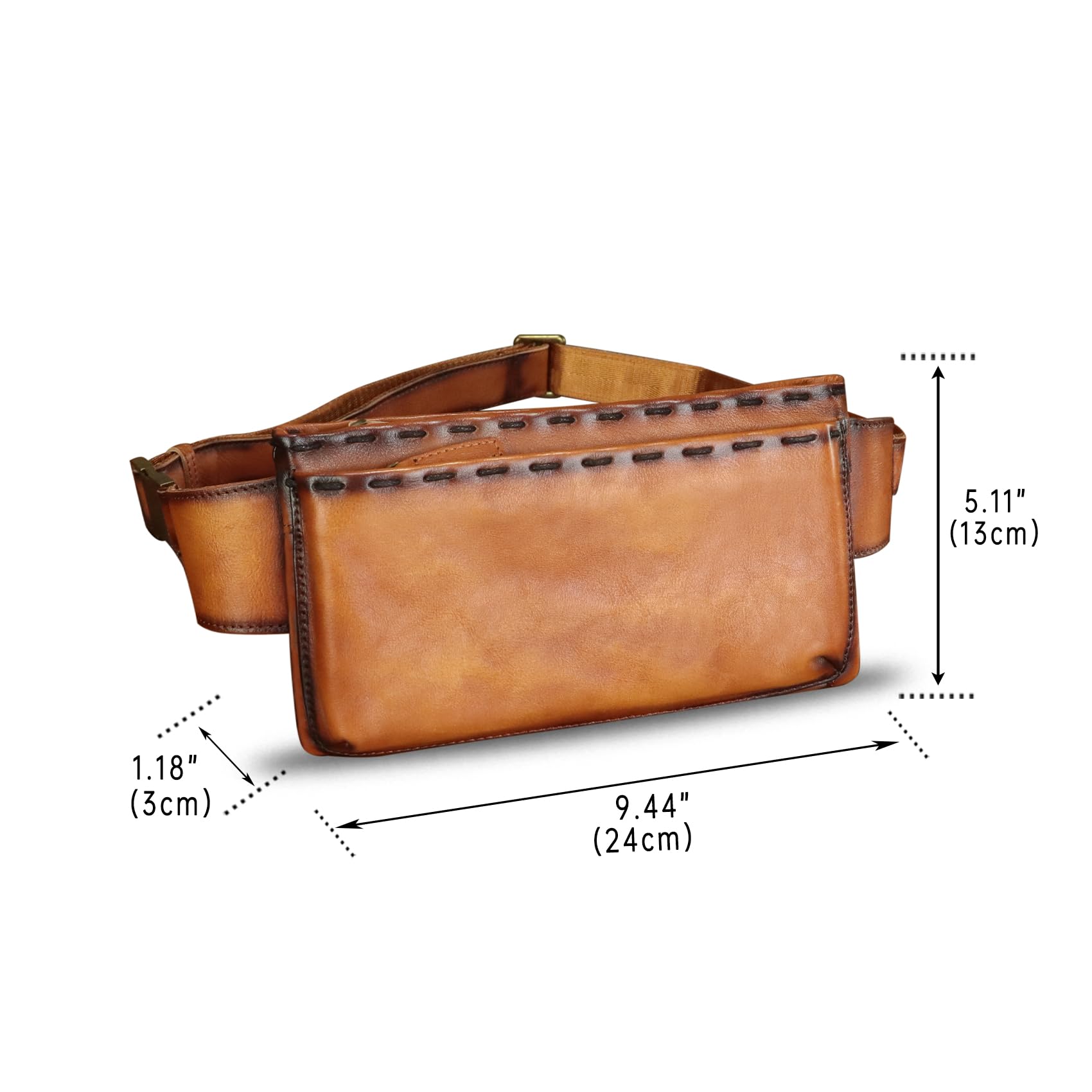 LRTO Genuine Leather Waist Bag for Women & Men - Real Leather Fanny Pack, Hip Bag, Crossbody Sling Bag, Chest Purse (Brown) - Perfect for Travel, Hiking, Running & Everyday Use - LRTO-15006